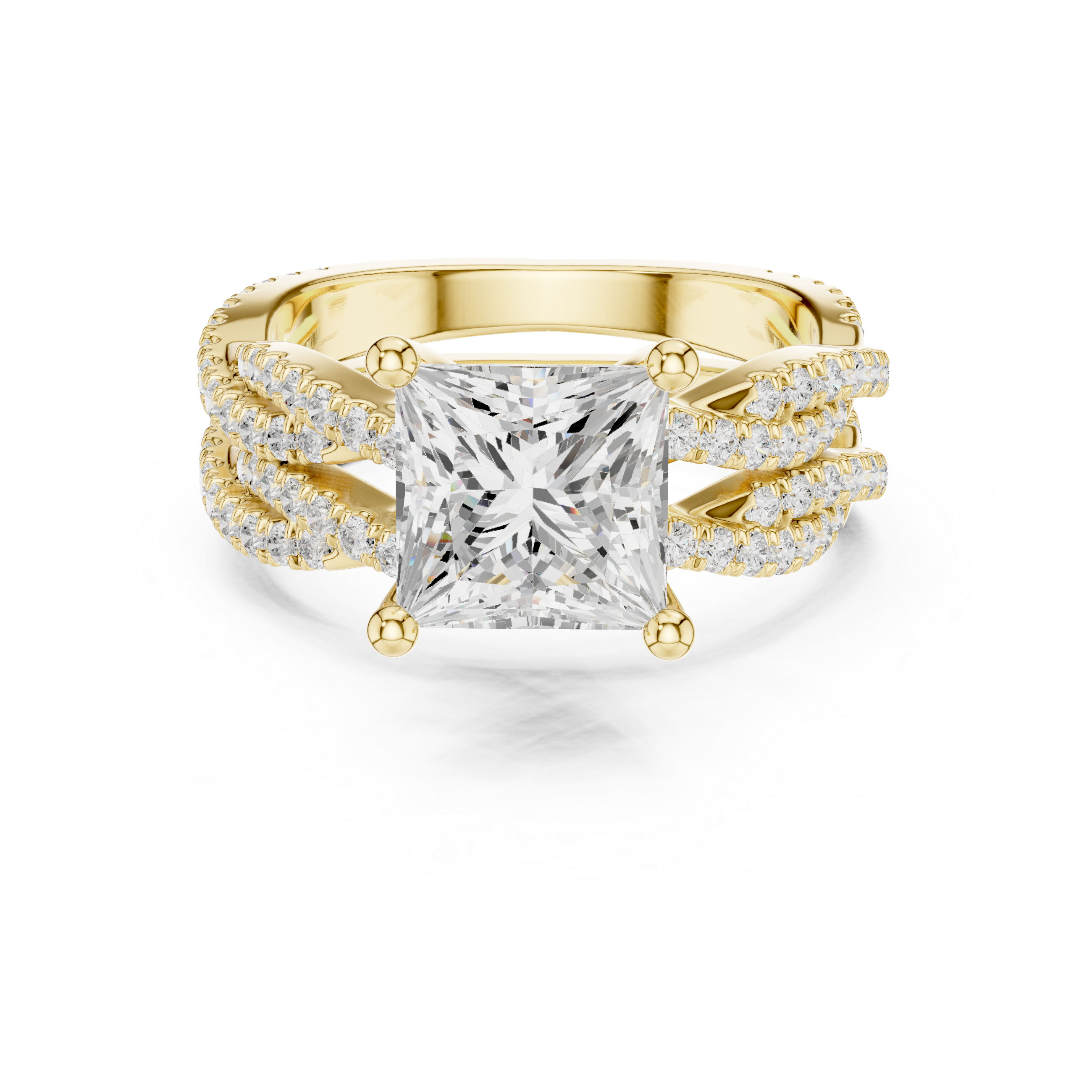 3.23 Carat Princess Cut Natural Diamond Engagement Ring – H Color VS1 Clarity