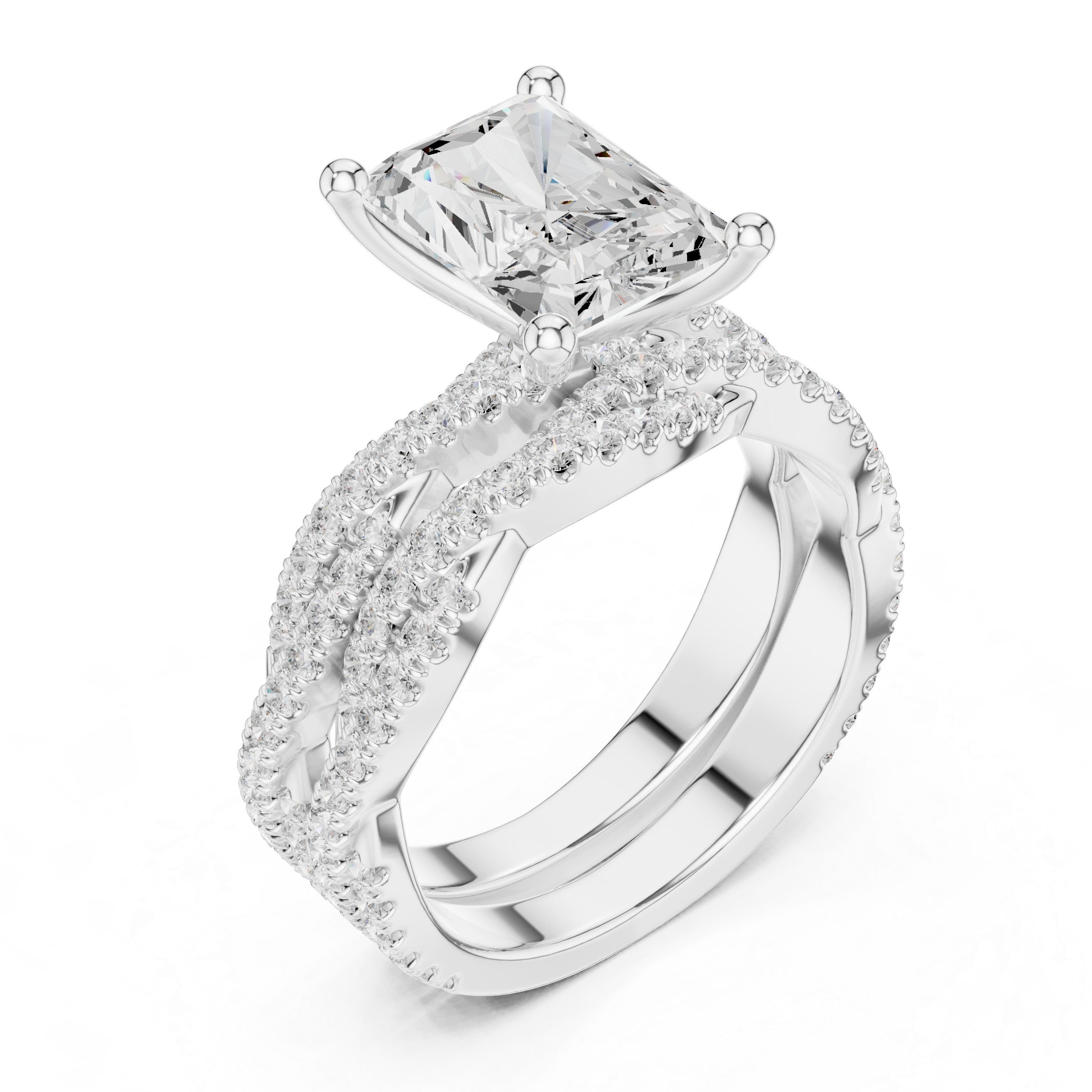 3.23 Carat Radiant Cut Natural Diamond Engagement Ring – J Color SI2 Clarity
