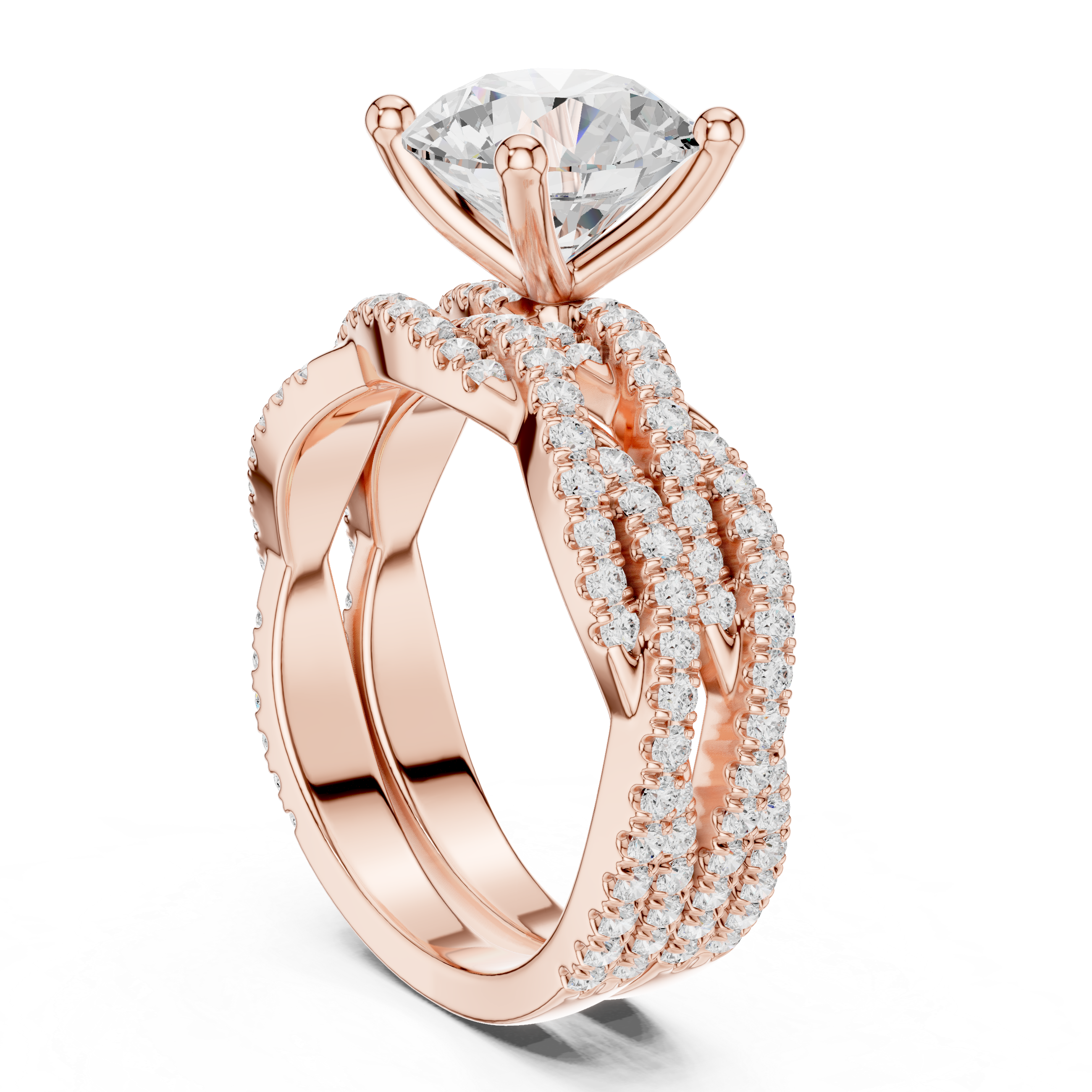 3.23 Carat Round Cut Natural Diamond Engagement Ring – H Color VS2 Clarity