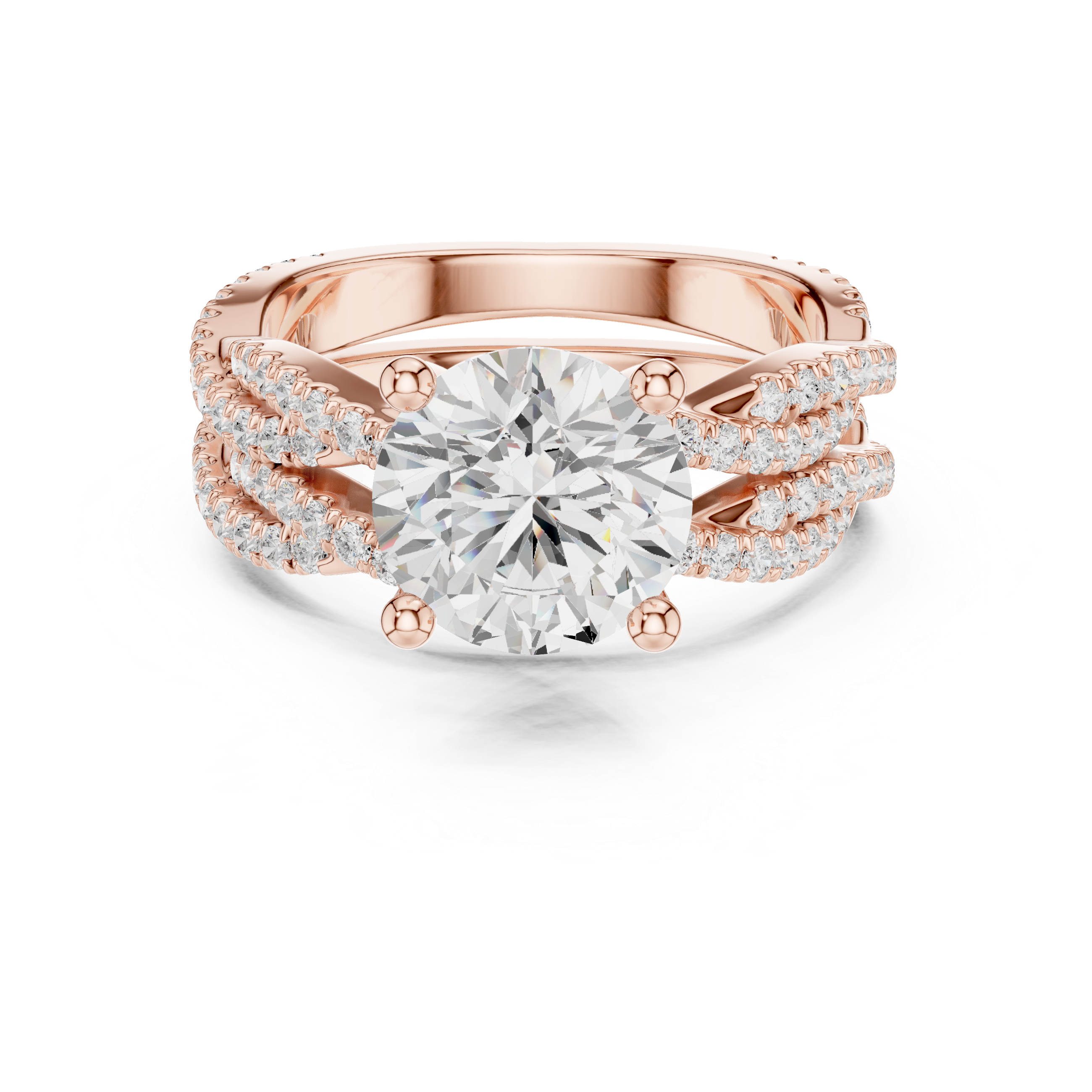 3.23 Carat Round Cut Natural Diamond Engagement Ring – H Color VS2 Clarity