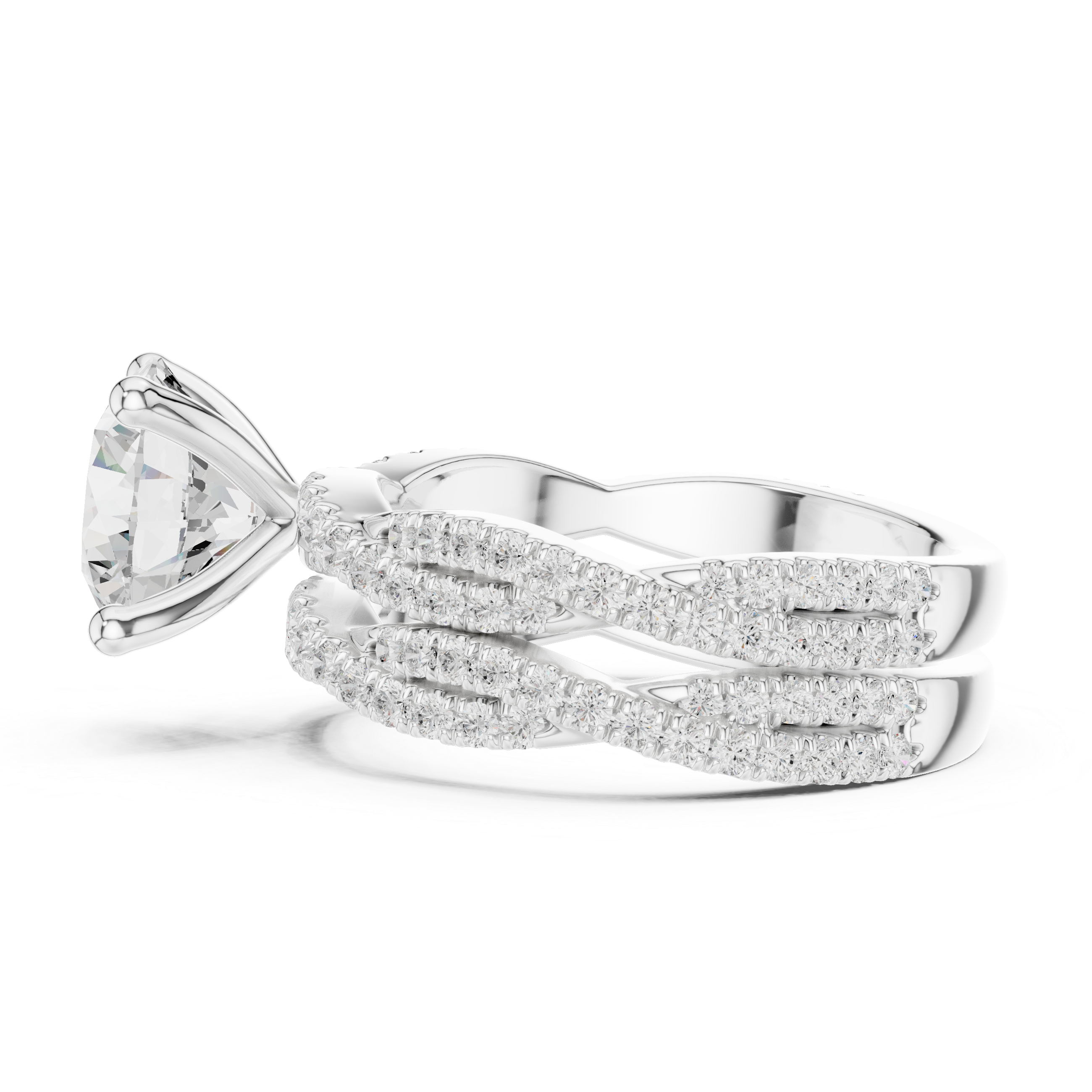 3.23 Carat Round Cut Natural Diamond Engagement Ring – H Color VS2 Clarity