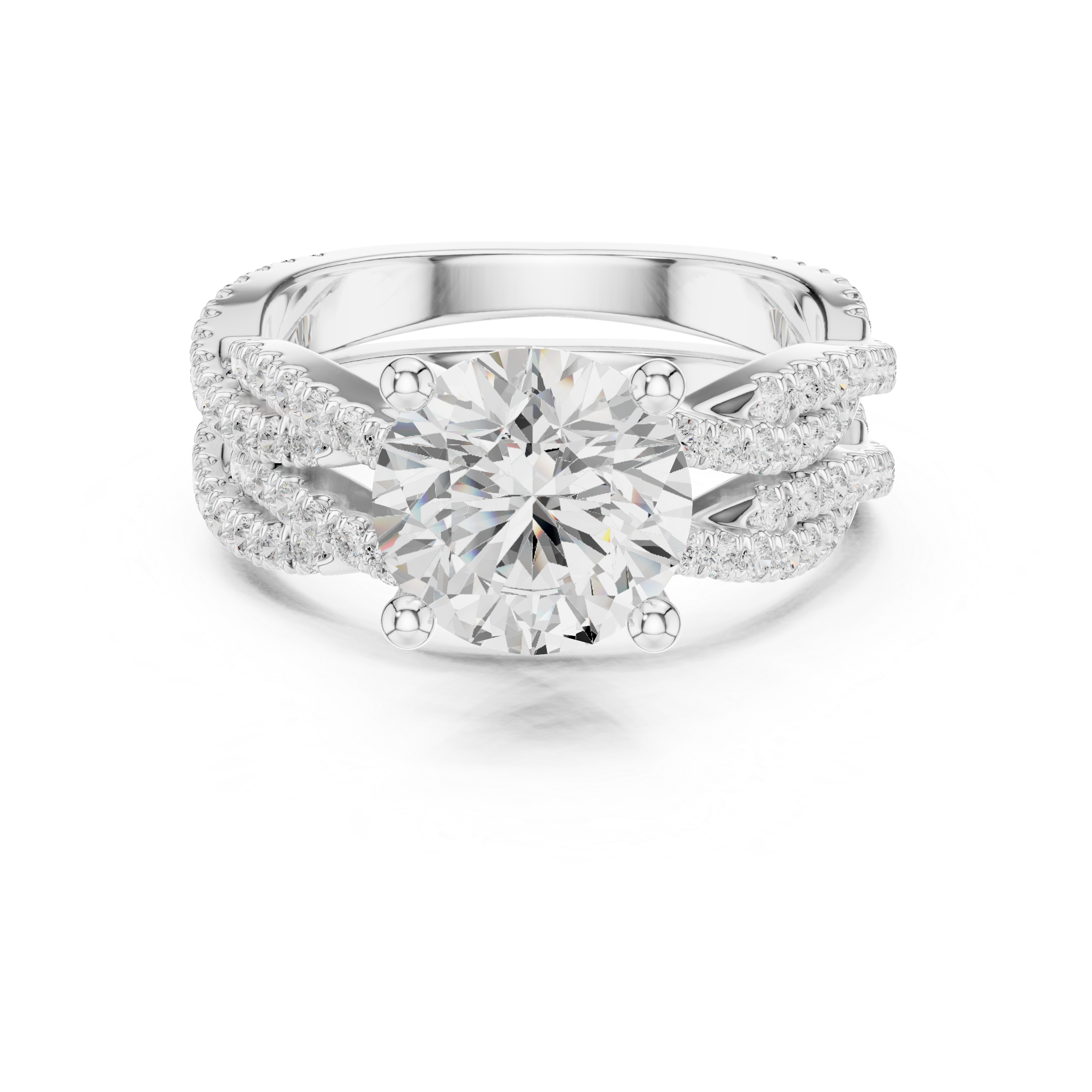 3.23 Carat Round Cut Natural Diamond Engagement Ring – H Color VS2 Clarity