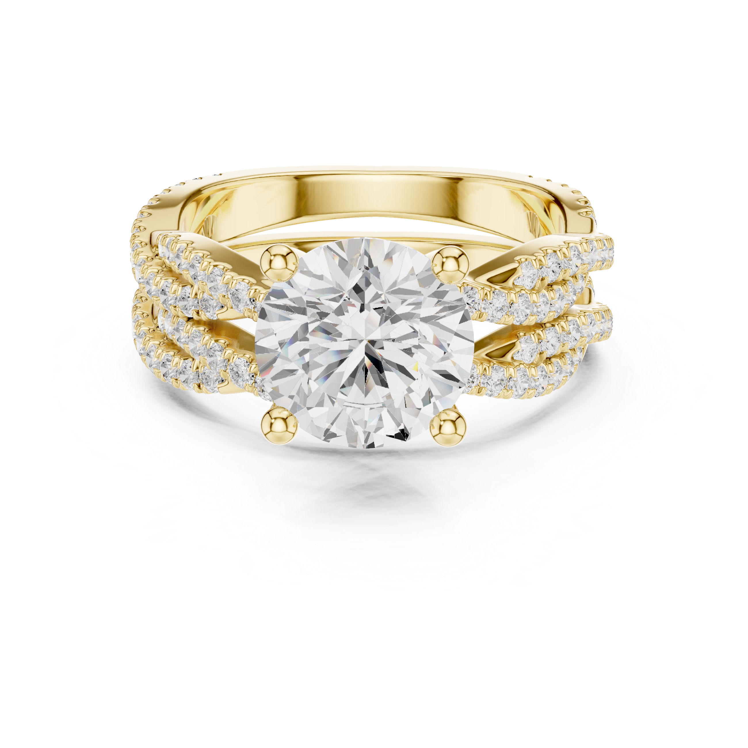 3.23 Carat Round Cut Natural Diamond Engagement Ring – H Color VS2 Clarity