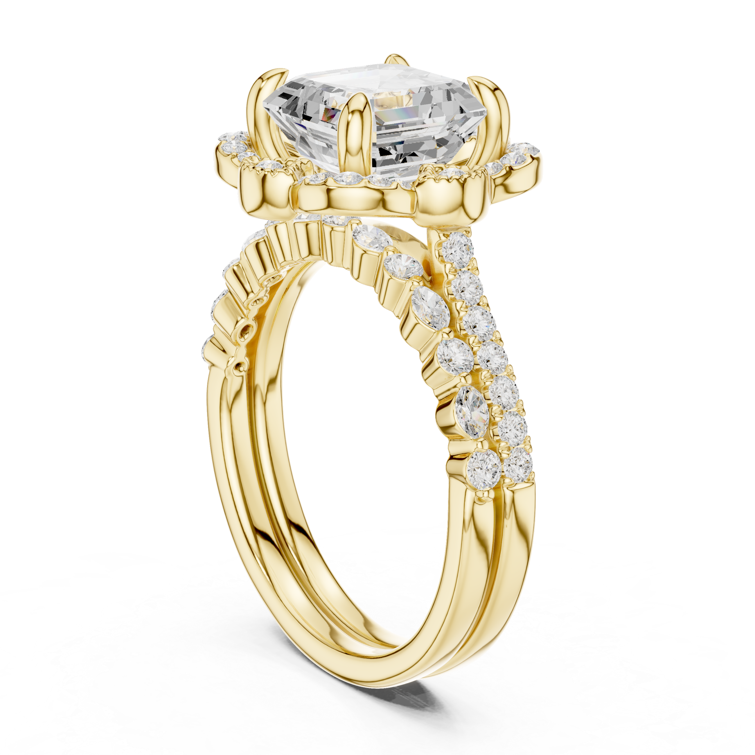 Asscher Cut 3.56ct Natural Diamond Wedding Ring – H Color, VS1 Clarity