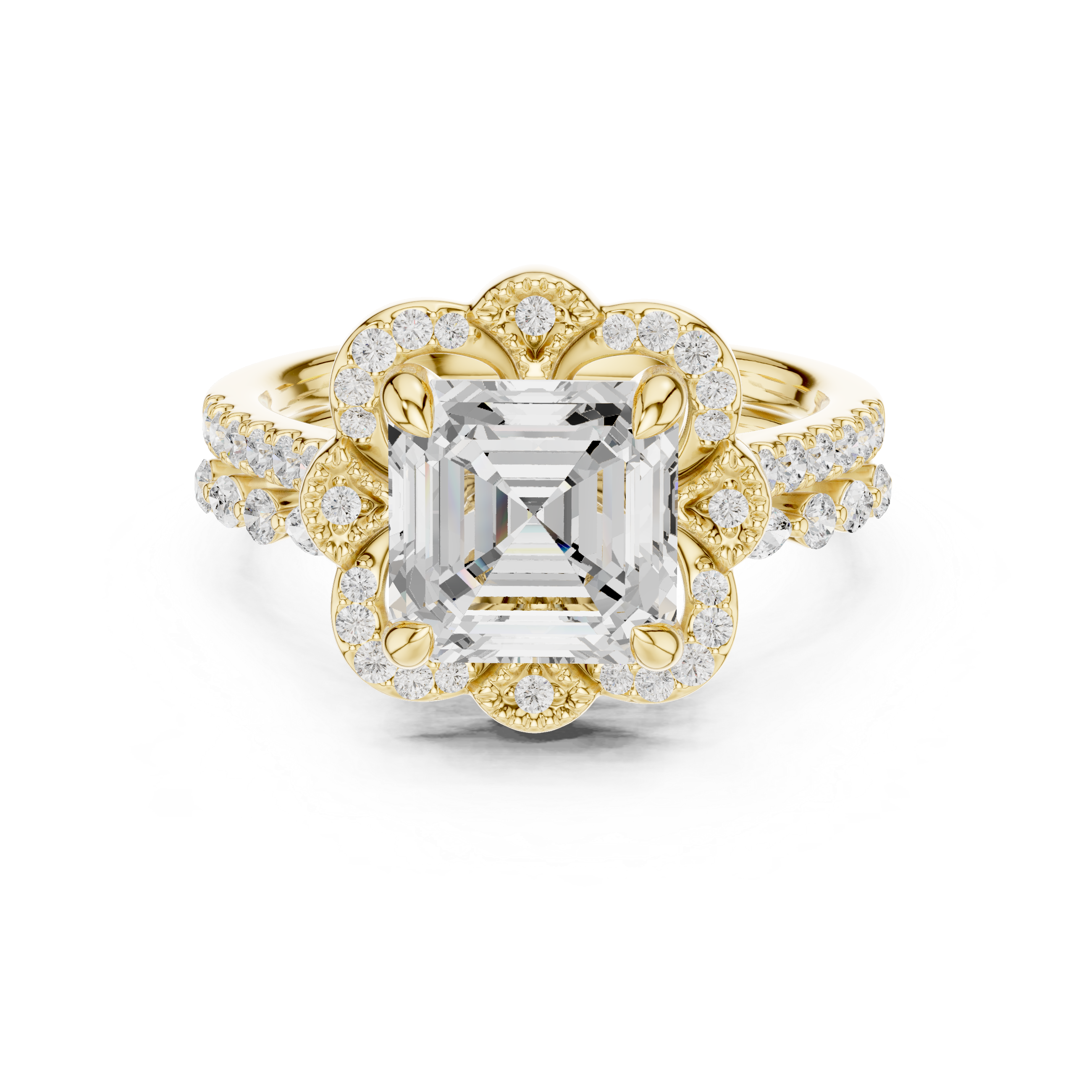 Asscher Cut 3.56ct Natural Diamond Wedding Ring – H Color, VS1 Clarity
