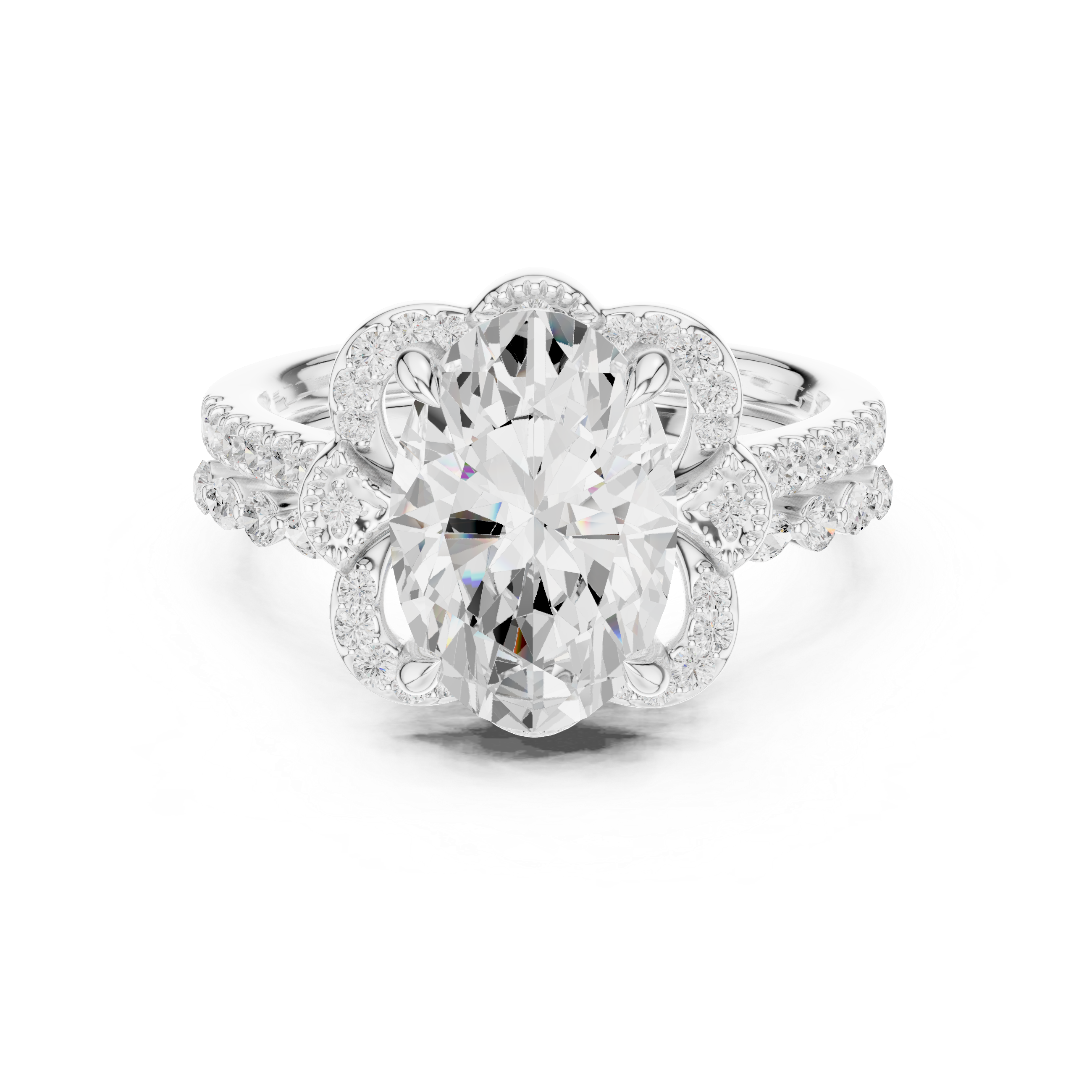 Oval Cut 3.58 Ct Natural Diamond Wedding Ring J/VS1