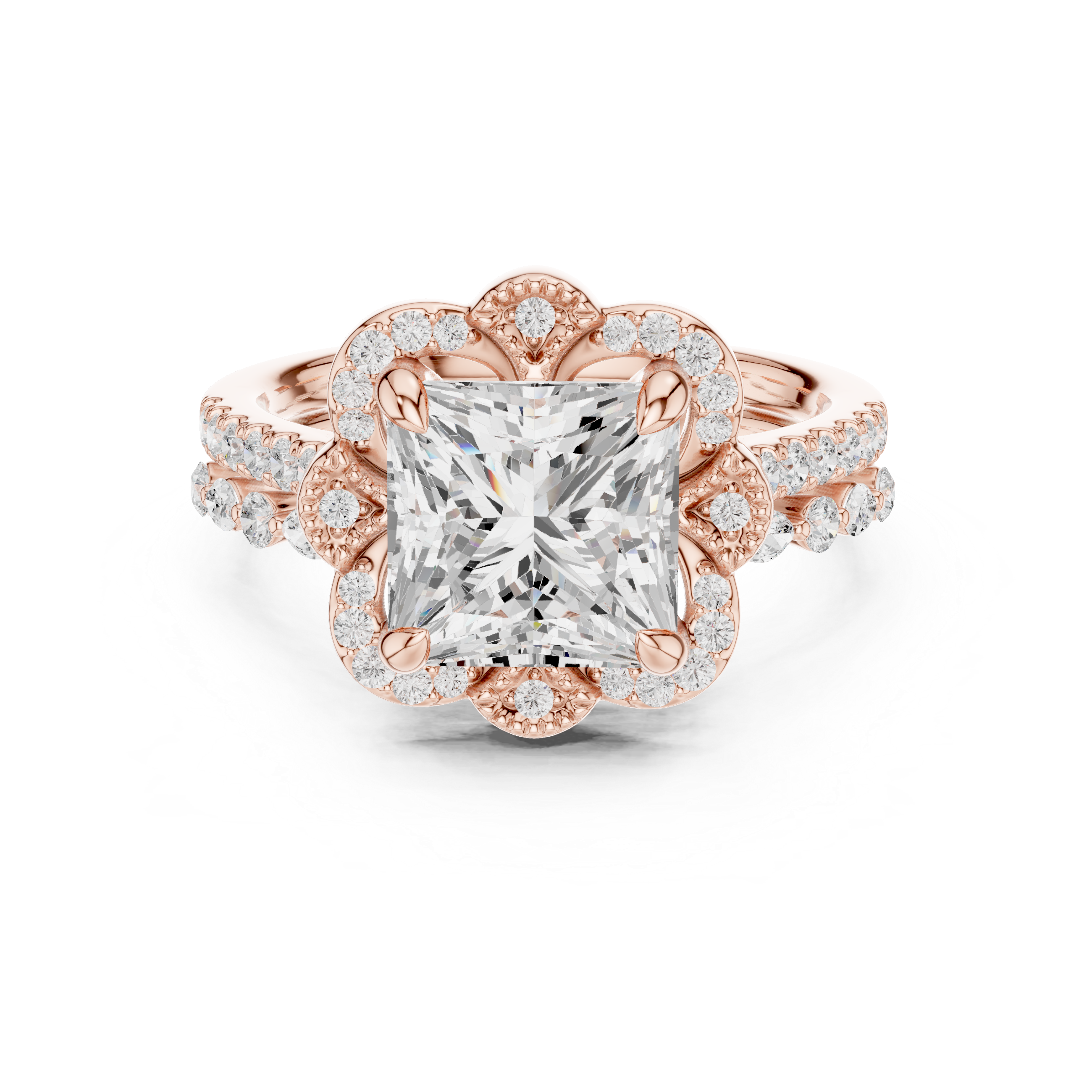 Princess Cut 3.56 Ct Natural Diamond Ring – I/SI2