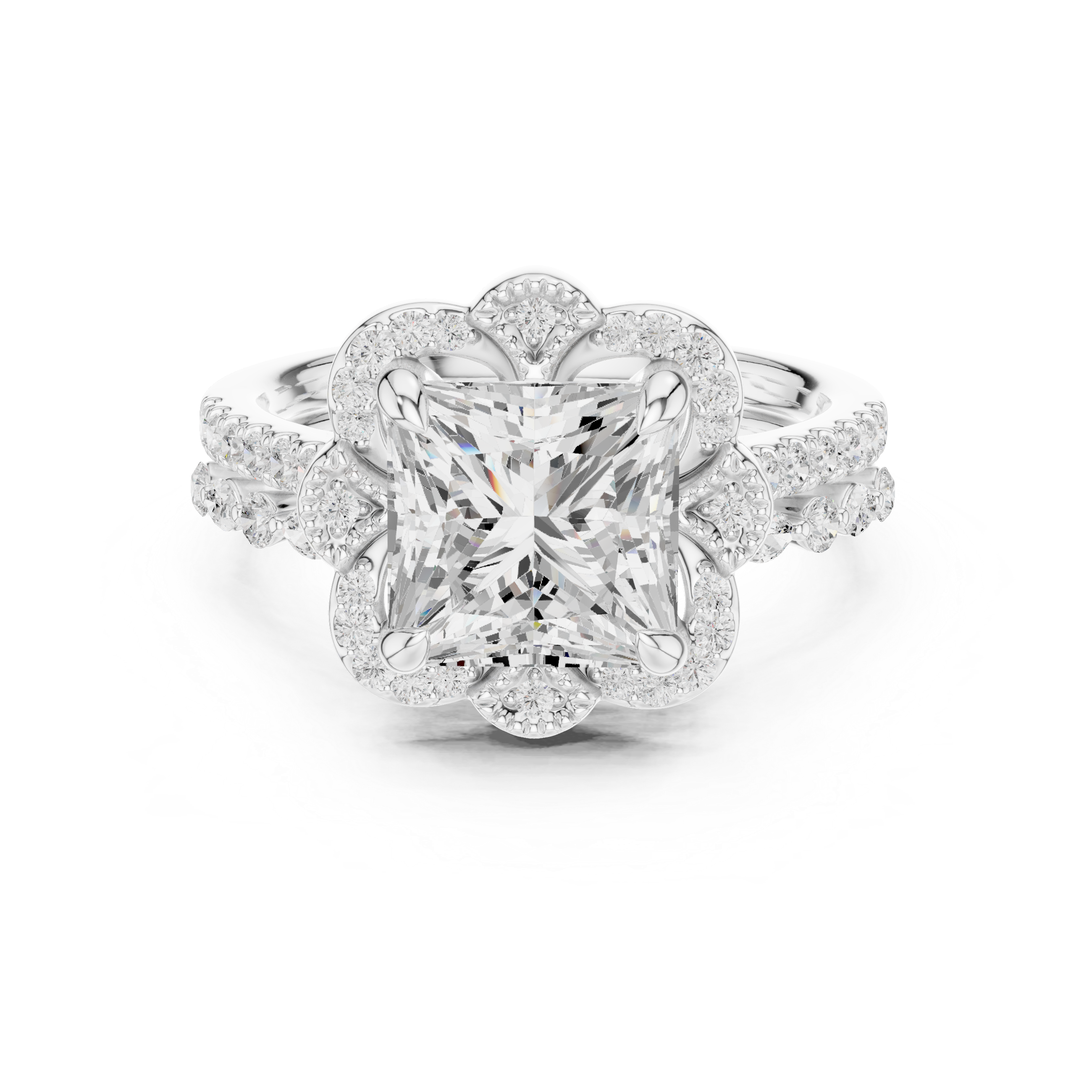 Princess Cut 3.56 Ct Natural Diamond Ring – I/SI2
