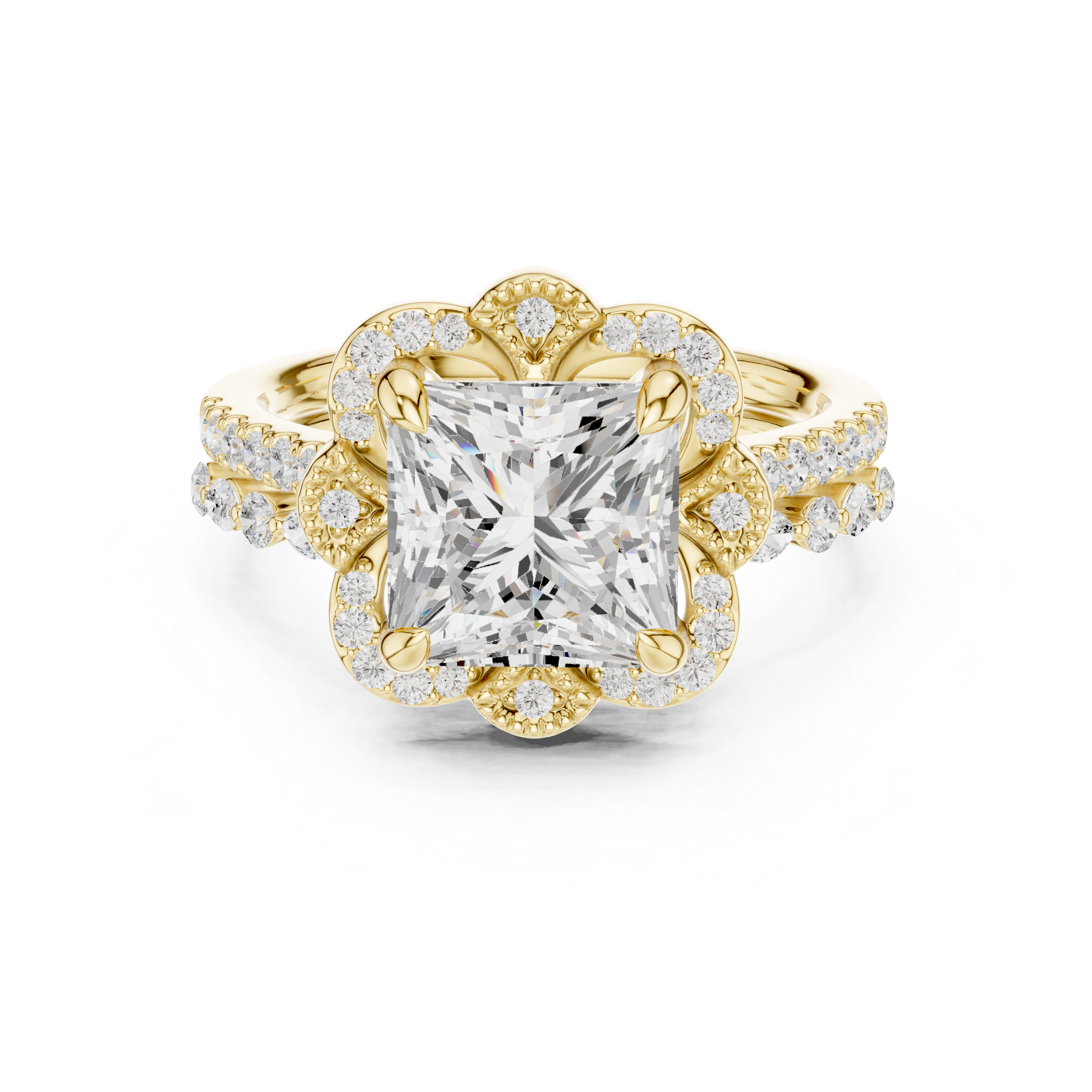 Princess Cut 3.56 Ct Natural Diamond Ring – I/SI2