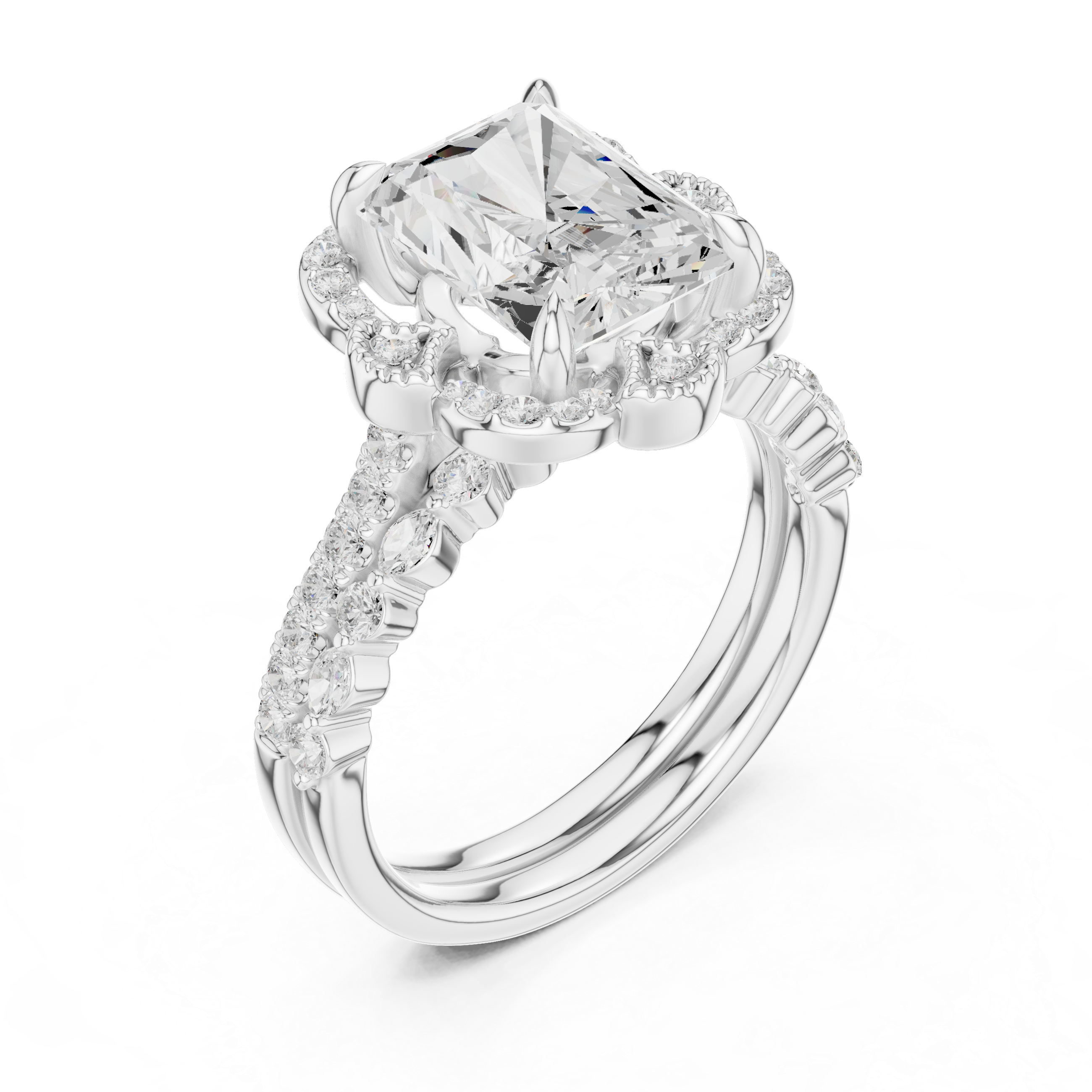 Radiant Cut 3.59 Ct Natural Diamond Ring – H/VS1