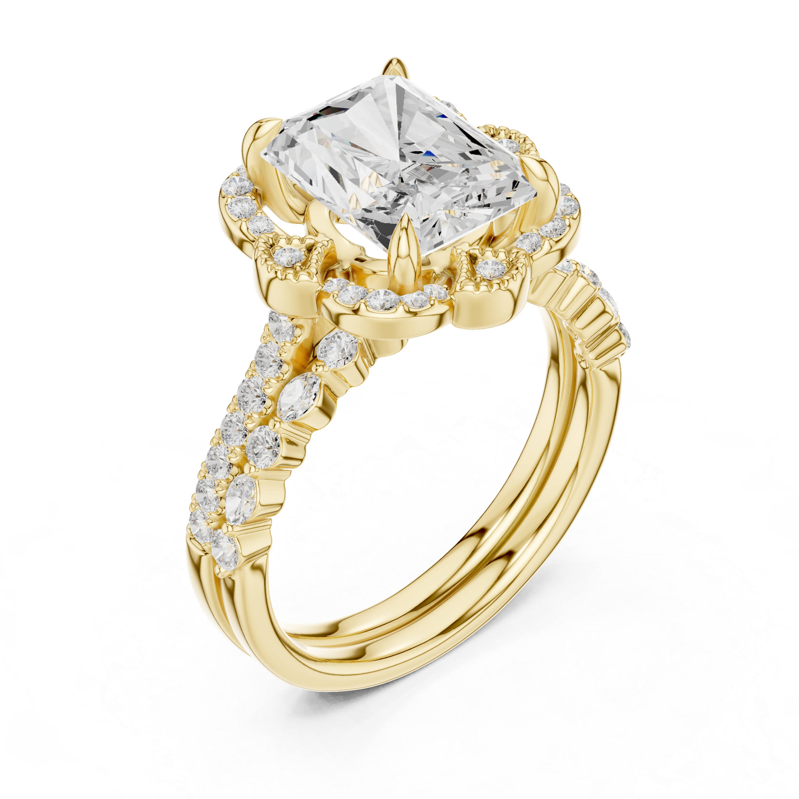 Radiant Cut 3.59 Ct Natural Diamond Ring – H/VS1