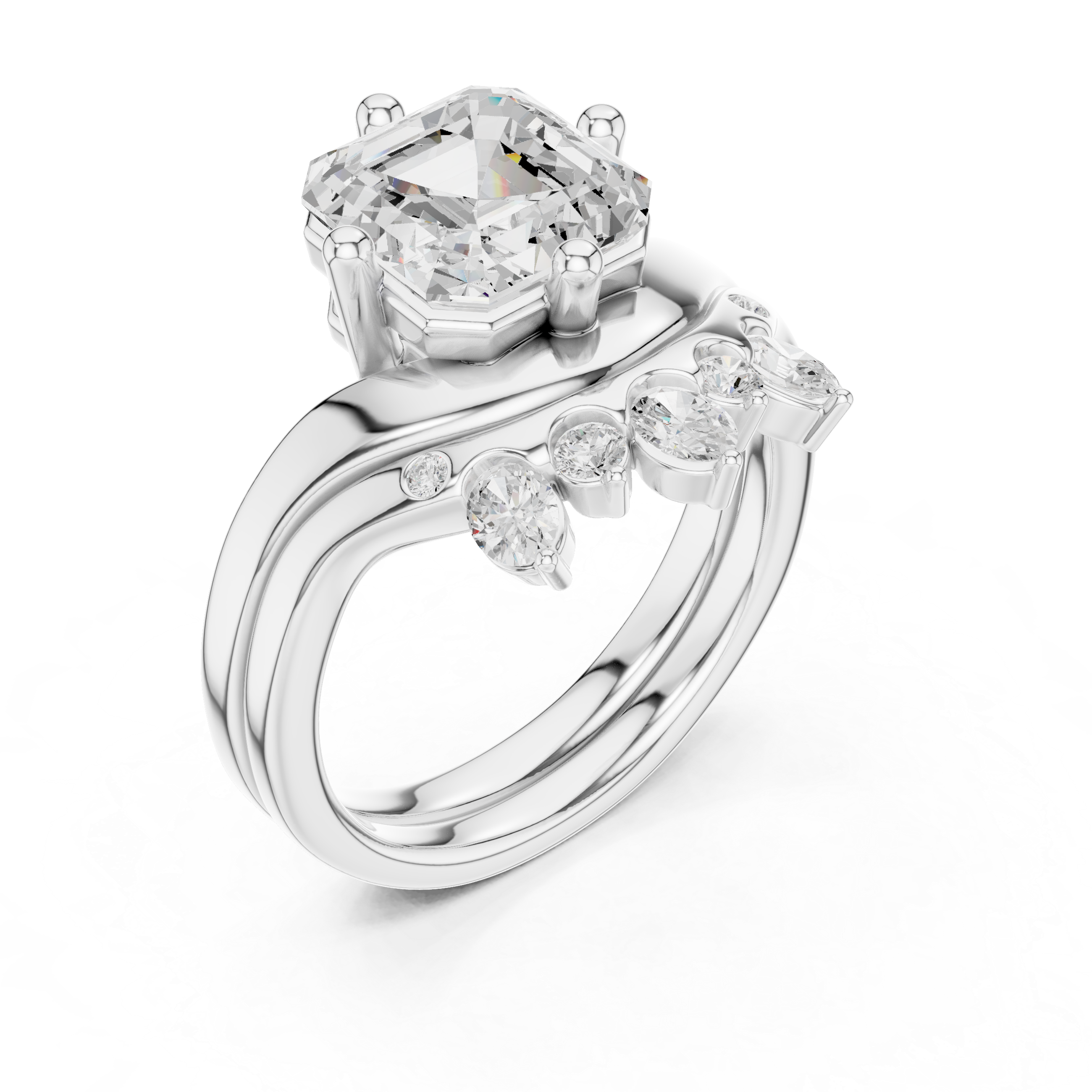 Asscher Cut 2.83 Ct Natural Diamond Ring – H/VS2