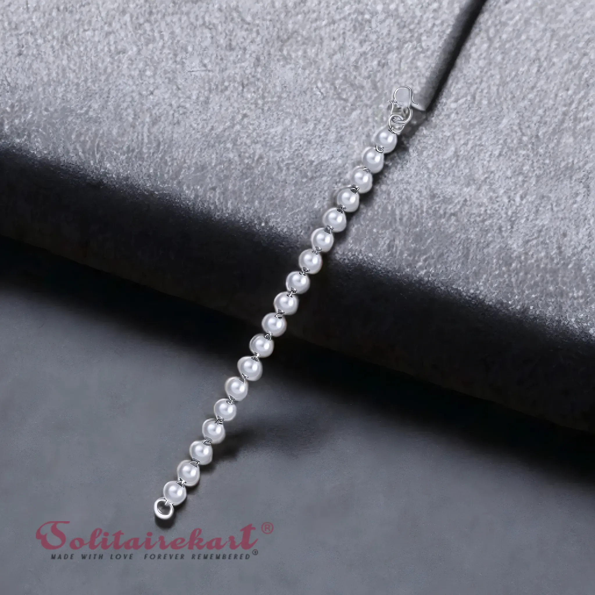 Solitairekart Platinum Beaded Charm Bracelets 37.542gm Weight For Unisex.