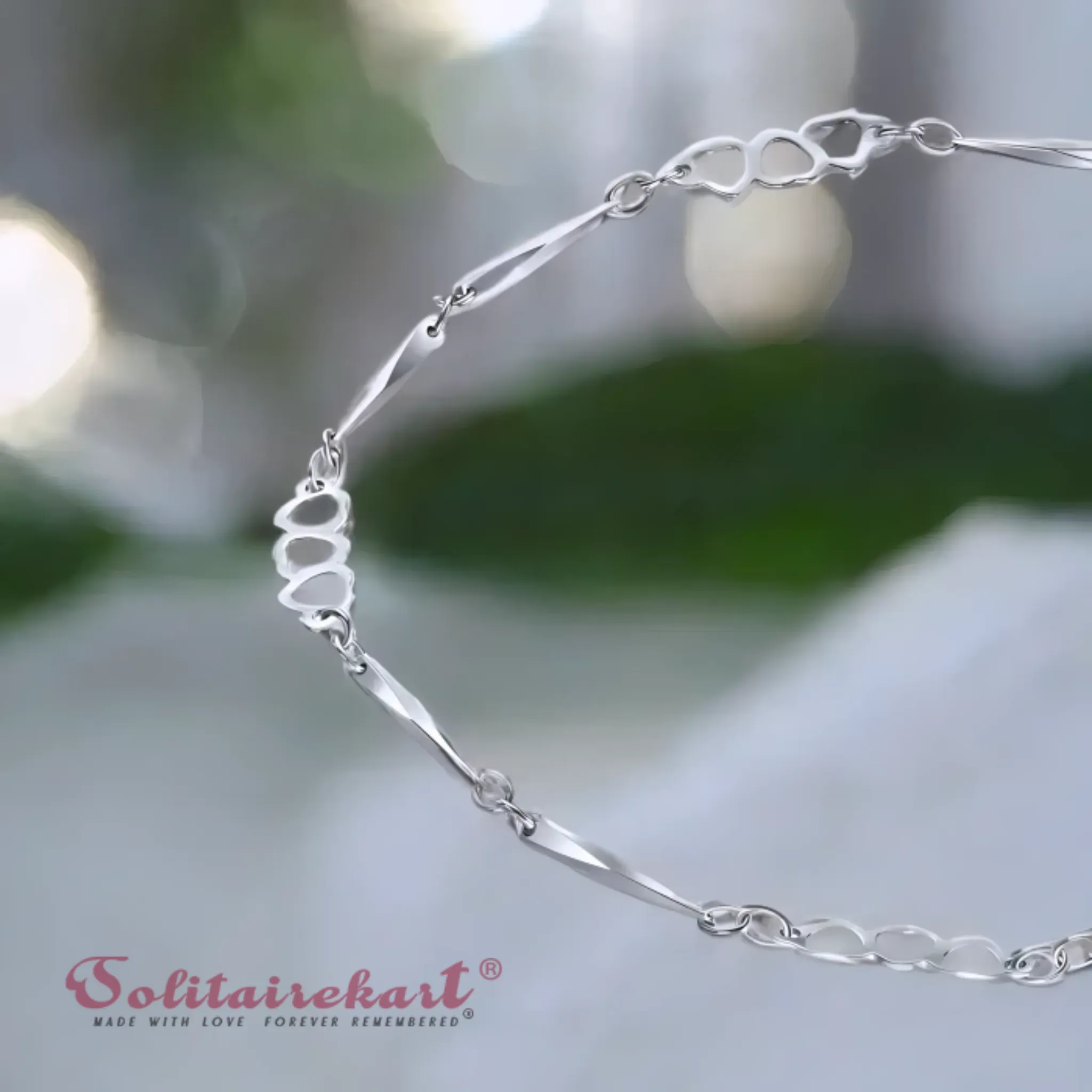 Solitairekart Platinum Minimalist Geometric Bracelet 2.133gm Weight For Unisex.