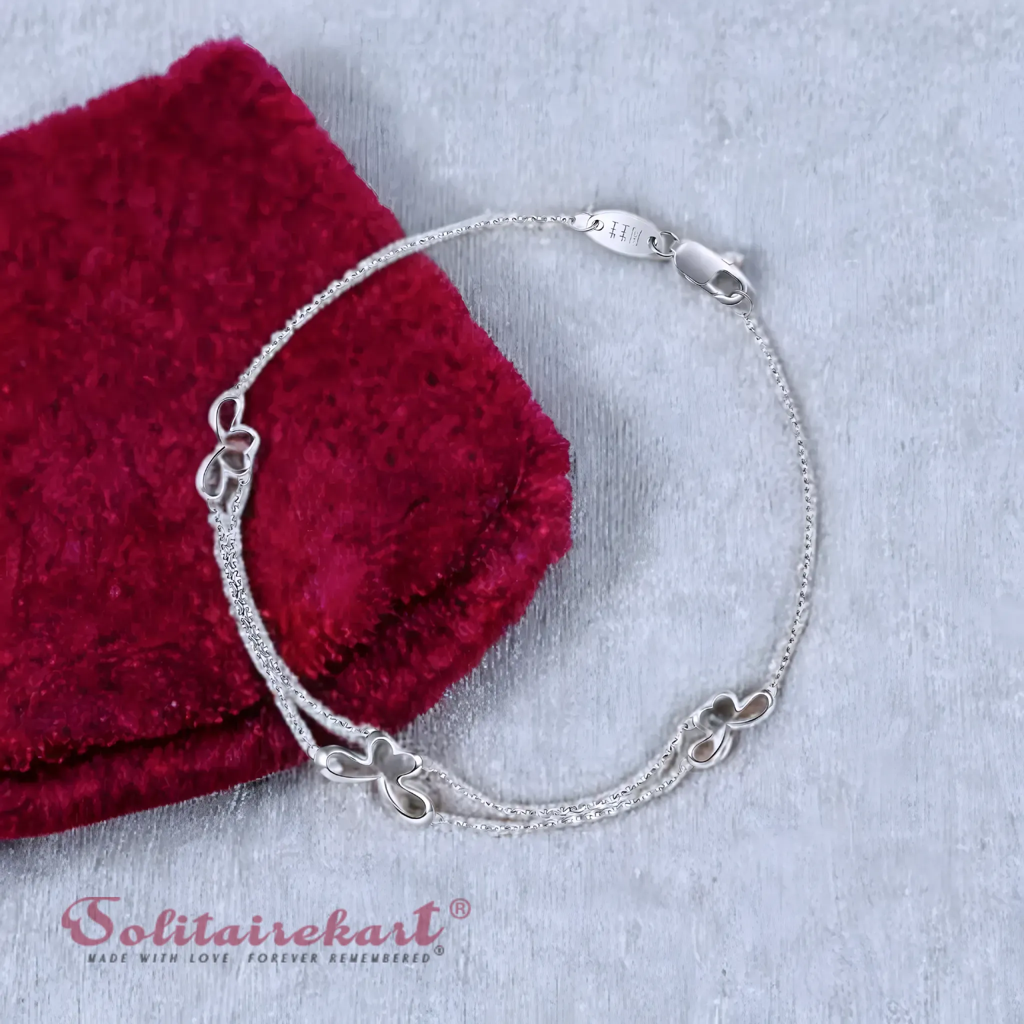 Solitairekart Platinum Chain Bracelets 3.256gm Weight For Woman.