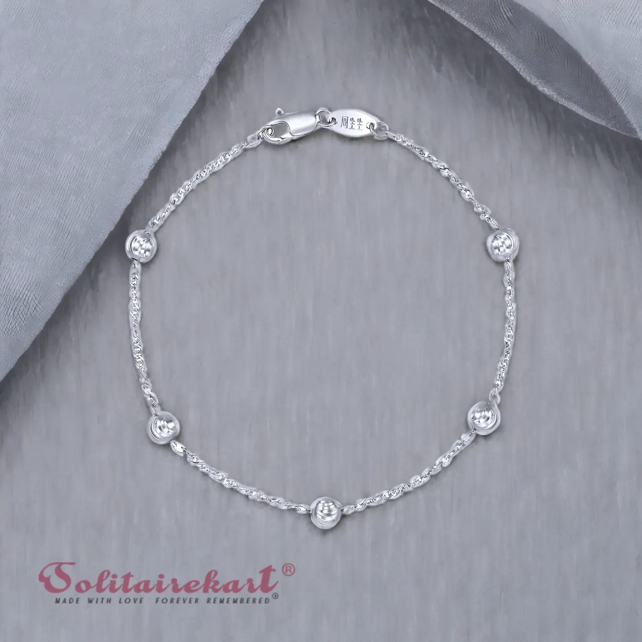 Solitairekart Platinum Pearl Station Bracelet 2.47gm Weight For Woman.