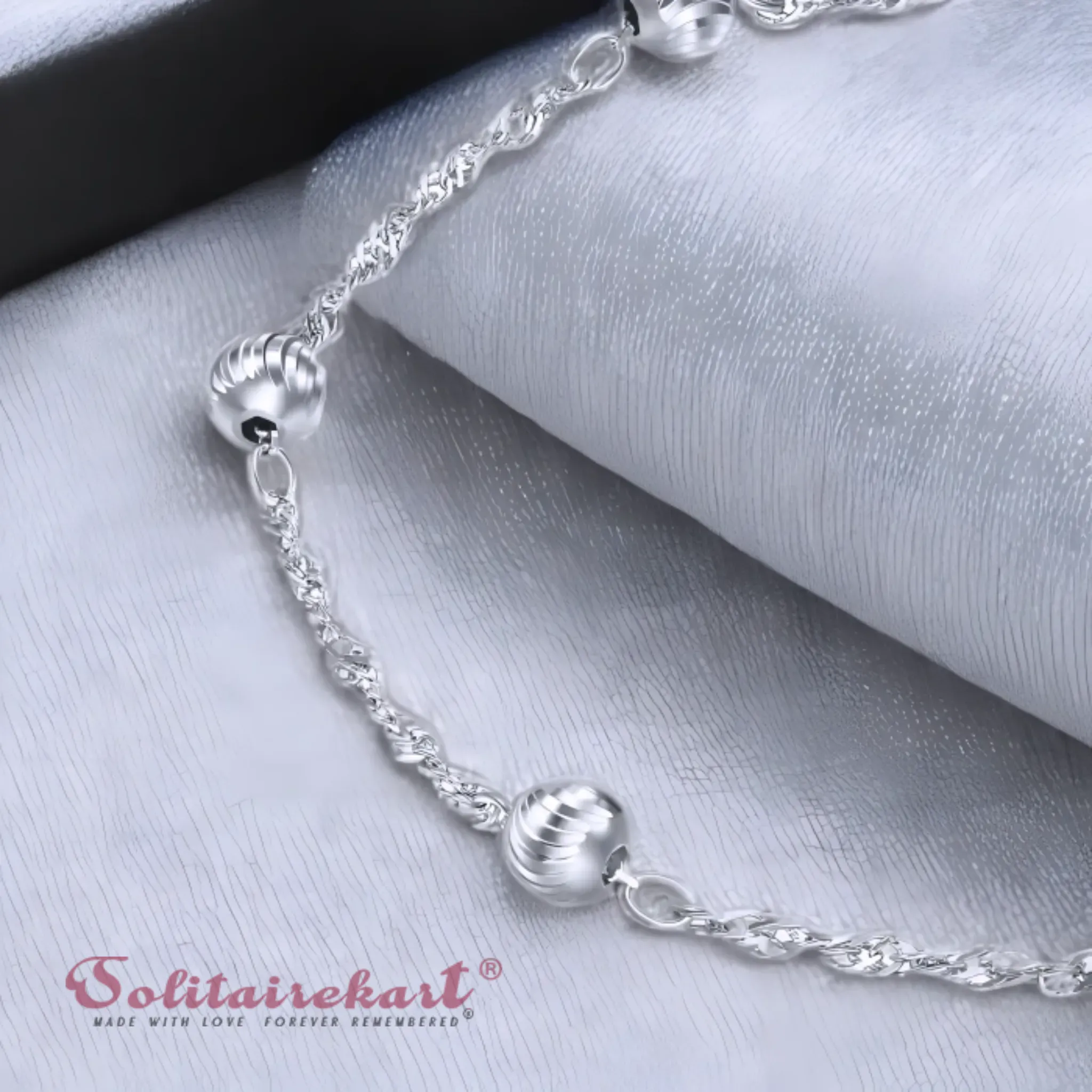 Solitairekart Platinum Pearl Station Bracelet 2.47gm Weight For Woman.
