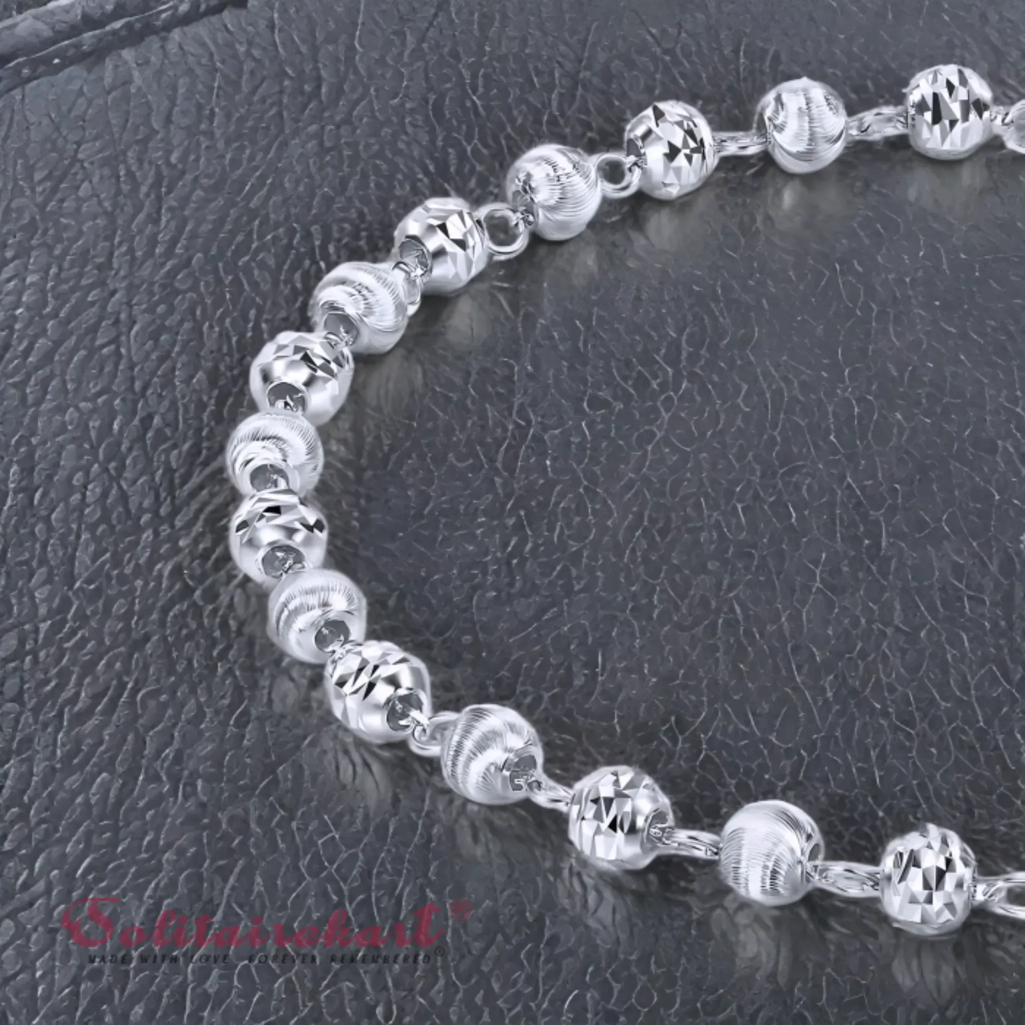 Solitairekart Platinum Beaded Charm Bracelets 5.652gm Weight For Unisex.