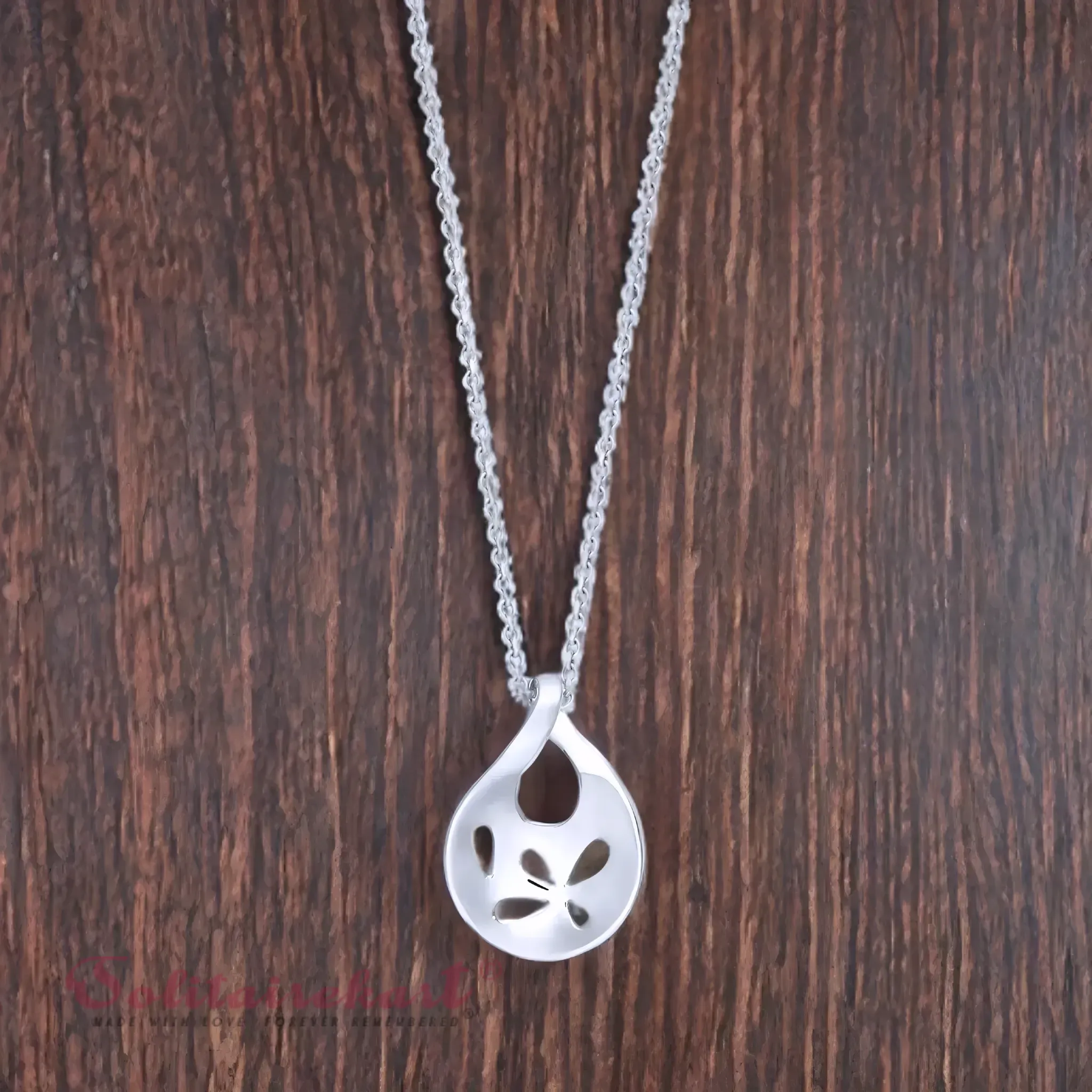 Solitairekart Teardrop Cutout Floral Platinum Pendant 1.984gm Weight For Woman.