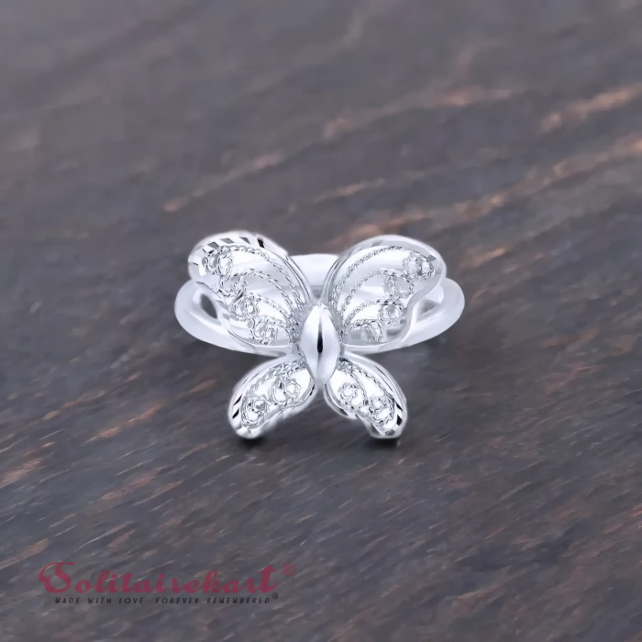 Solitairekart Platinum Butterfly Style Band Ring 3.219gm Weight For Woman.