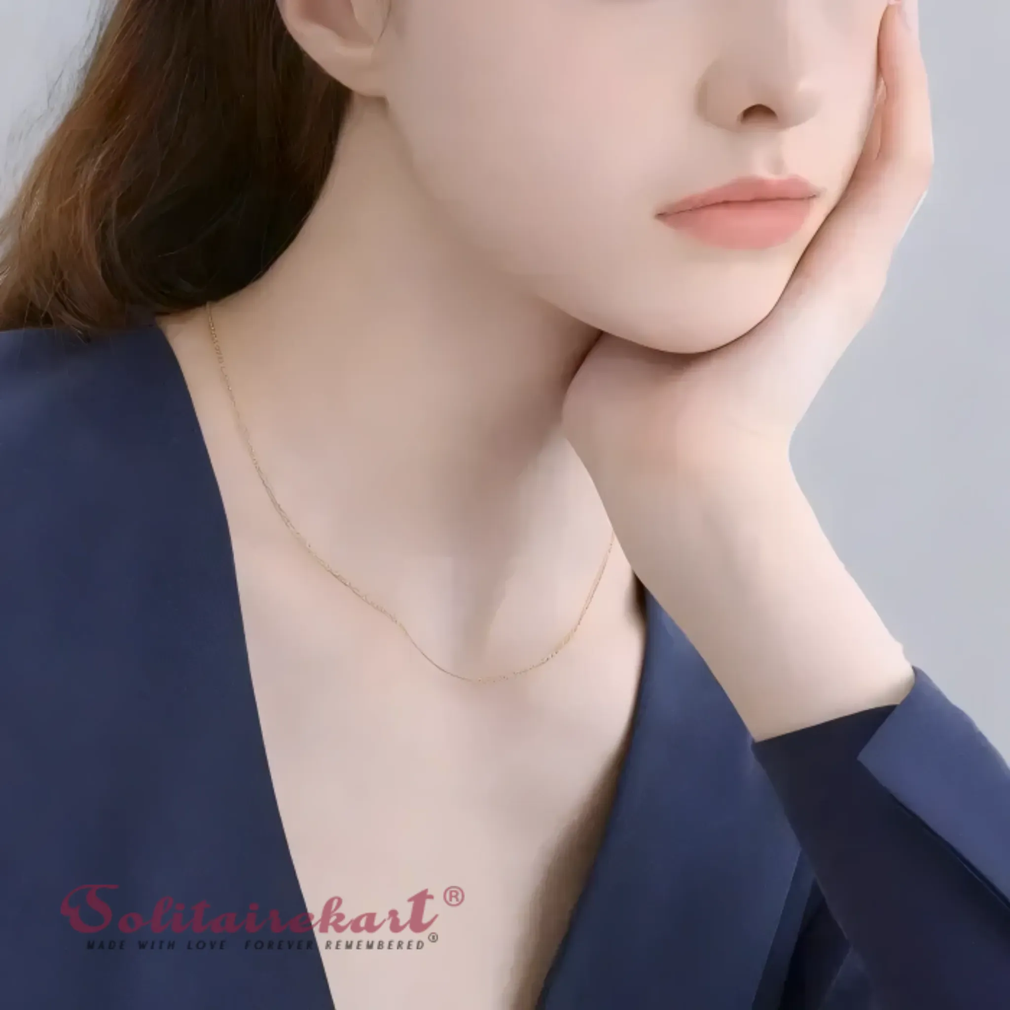 Solitairekart 14k yellow Gold Modern Square Cuban Chain 1.3472grm For Unisex.