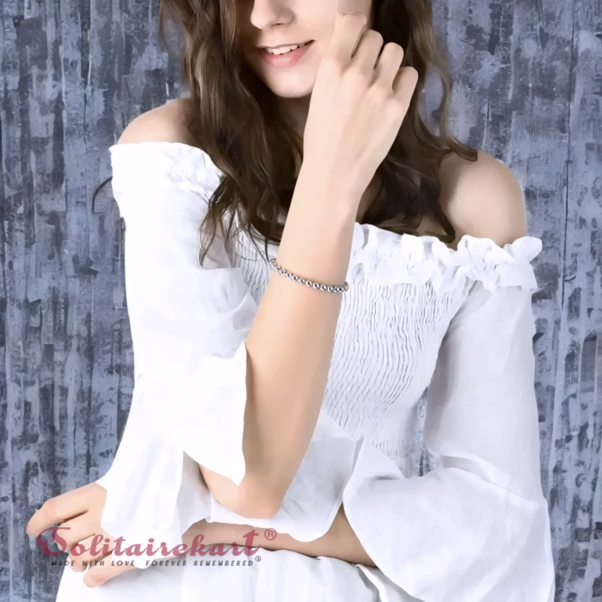 Solitairekart Platinum Beaded Charm Bracelets 21.597gm Weight For Unisex.