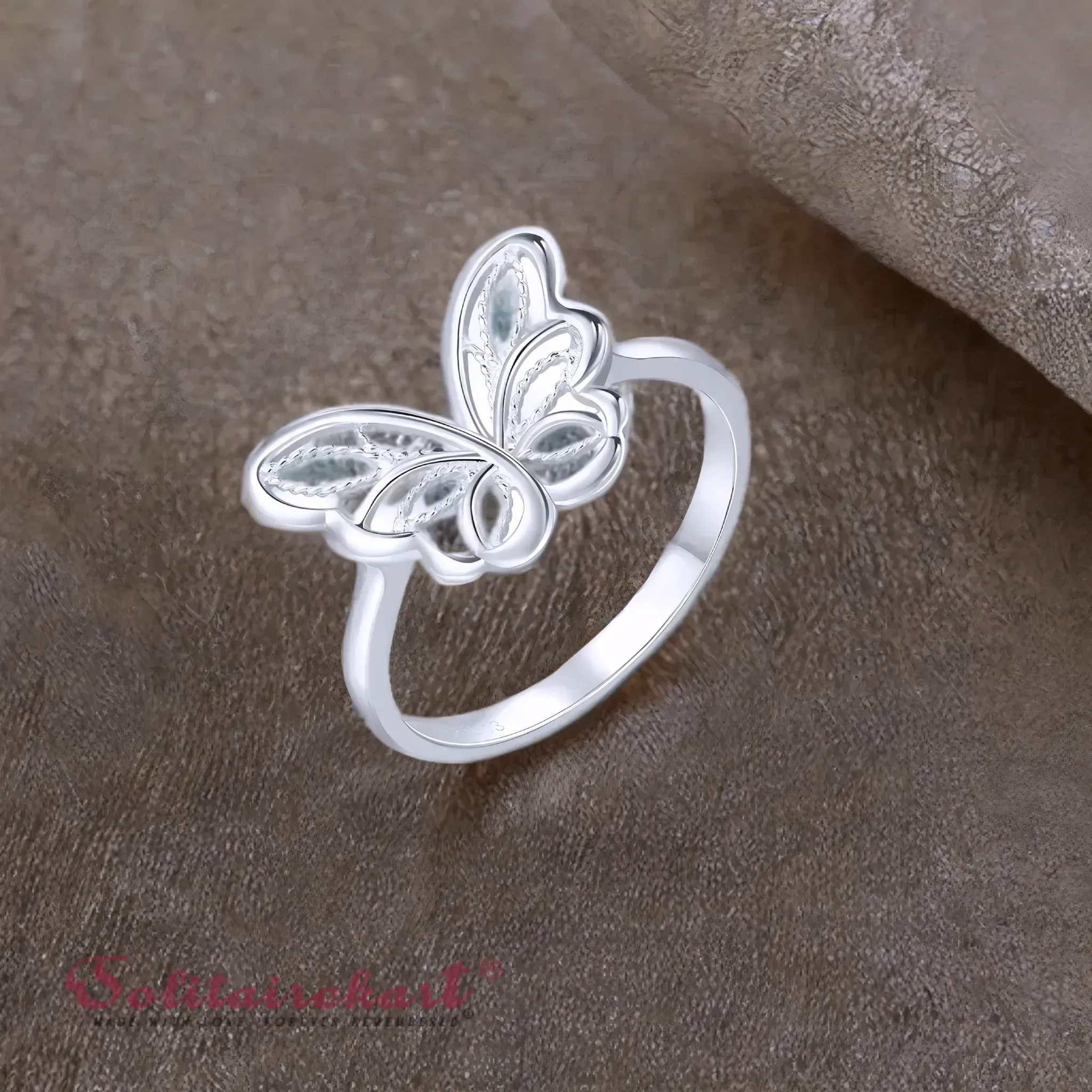 Solitairekart Platinum Butterfly Style Band Ring 2.882gm Weight For Woman.