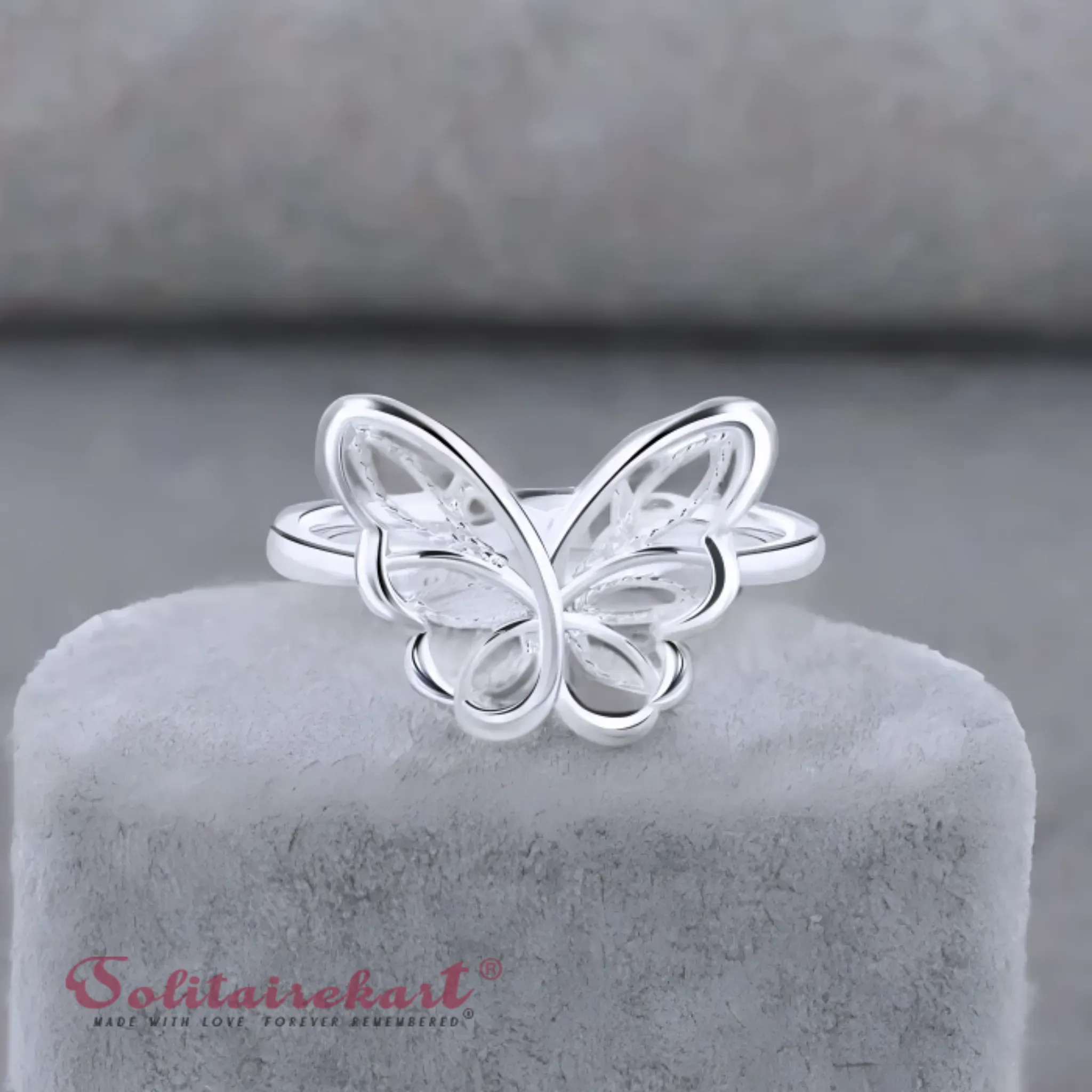 Solitairekart Platinum Butterfly Style Band Ring 2.882gm Weight For Woman.