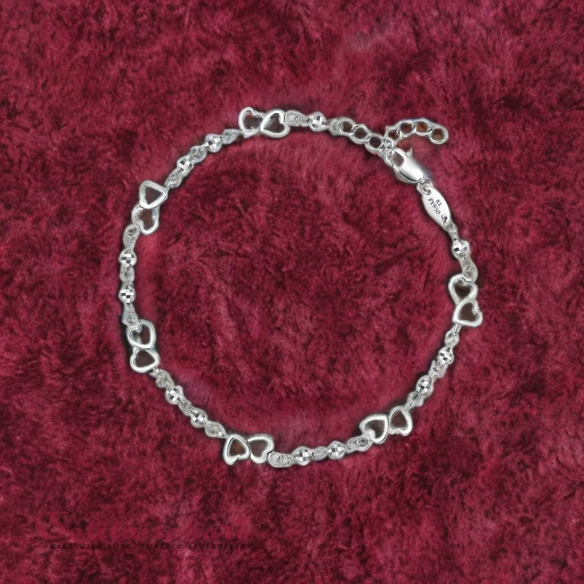 Solitairekart Platinum Heart Charm Bracelet 5.352gm Weight For Woman.