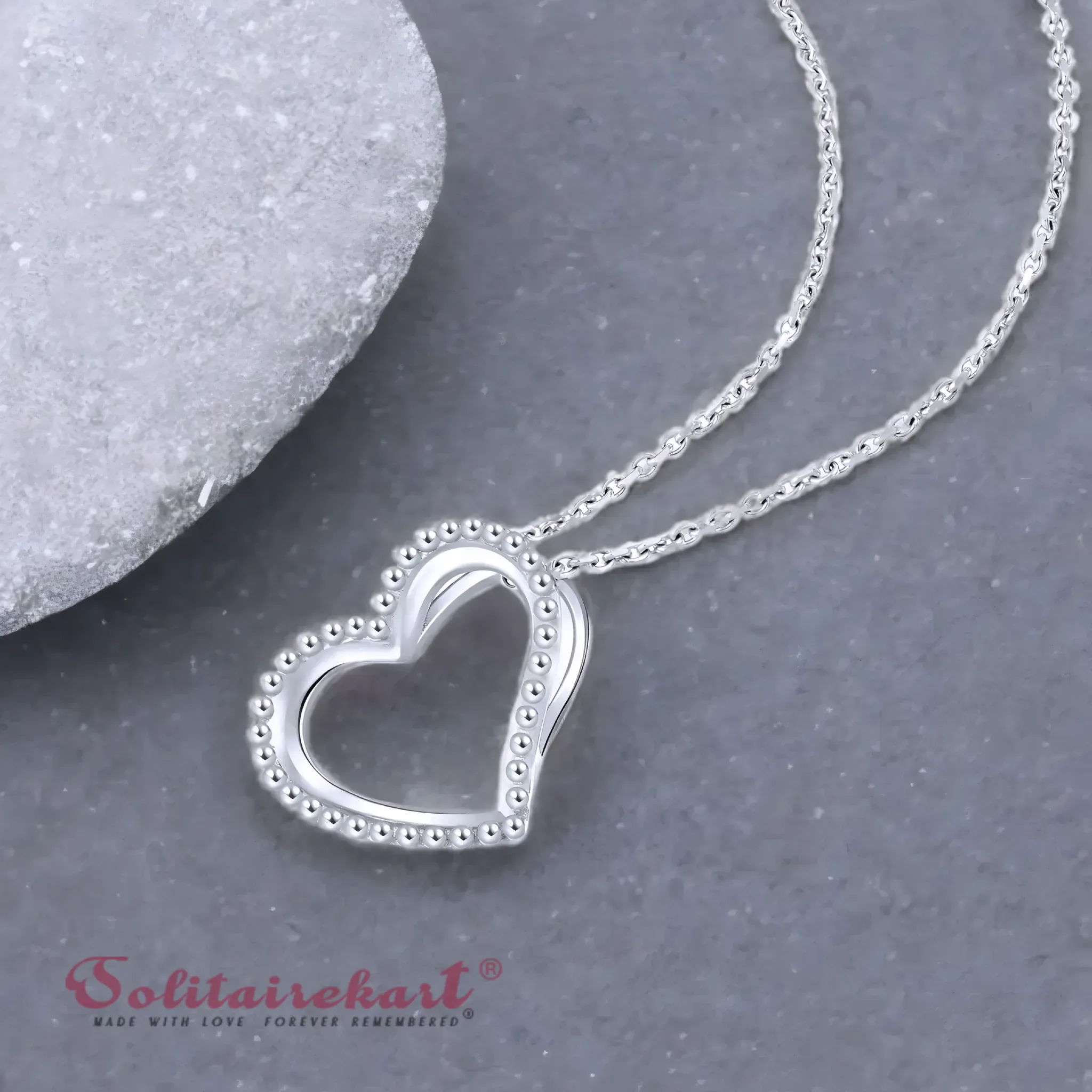 Solitairekart Heart Shape Platinum Pendant 1.385gm Weight For Woman.
