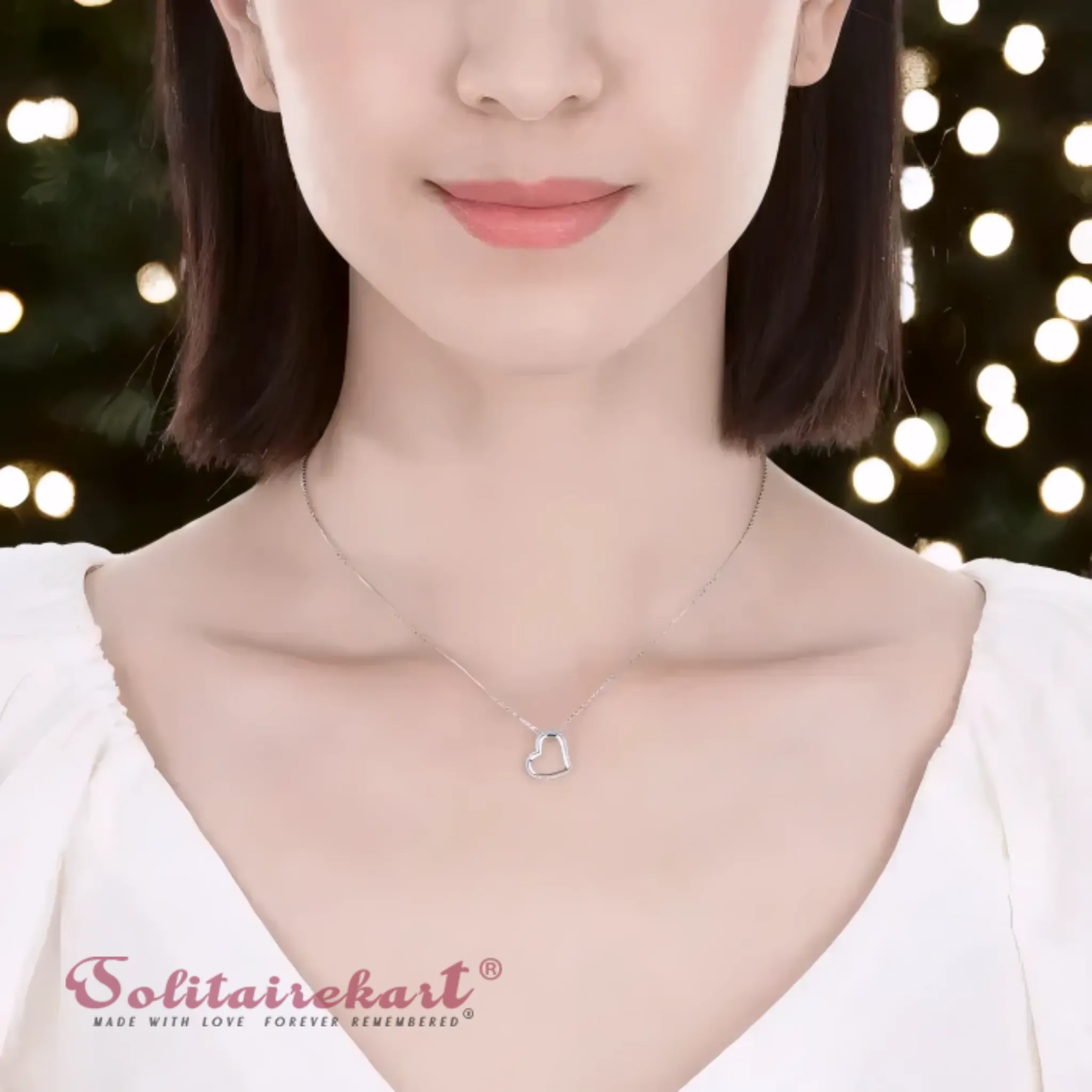 Solitairekart Heart Shape Platinum Pendant 1.385gm Weight For Woman.