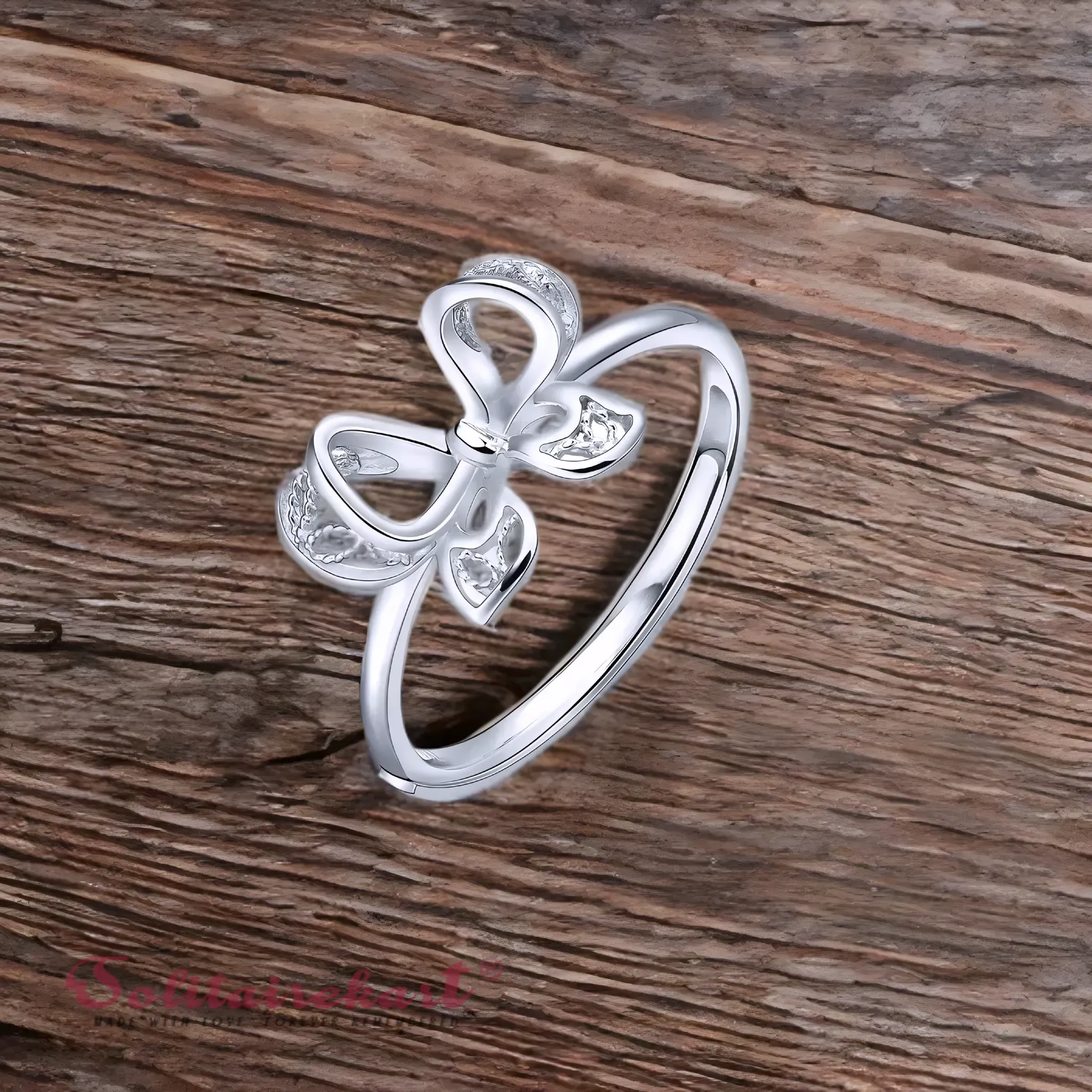Solitairekart Platinum Butterfly Style Band Ring 2.882gm Weight For Woman.