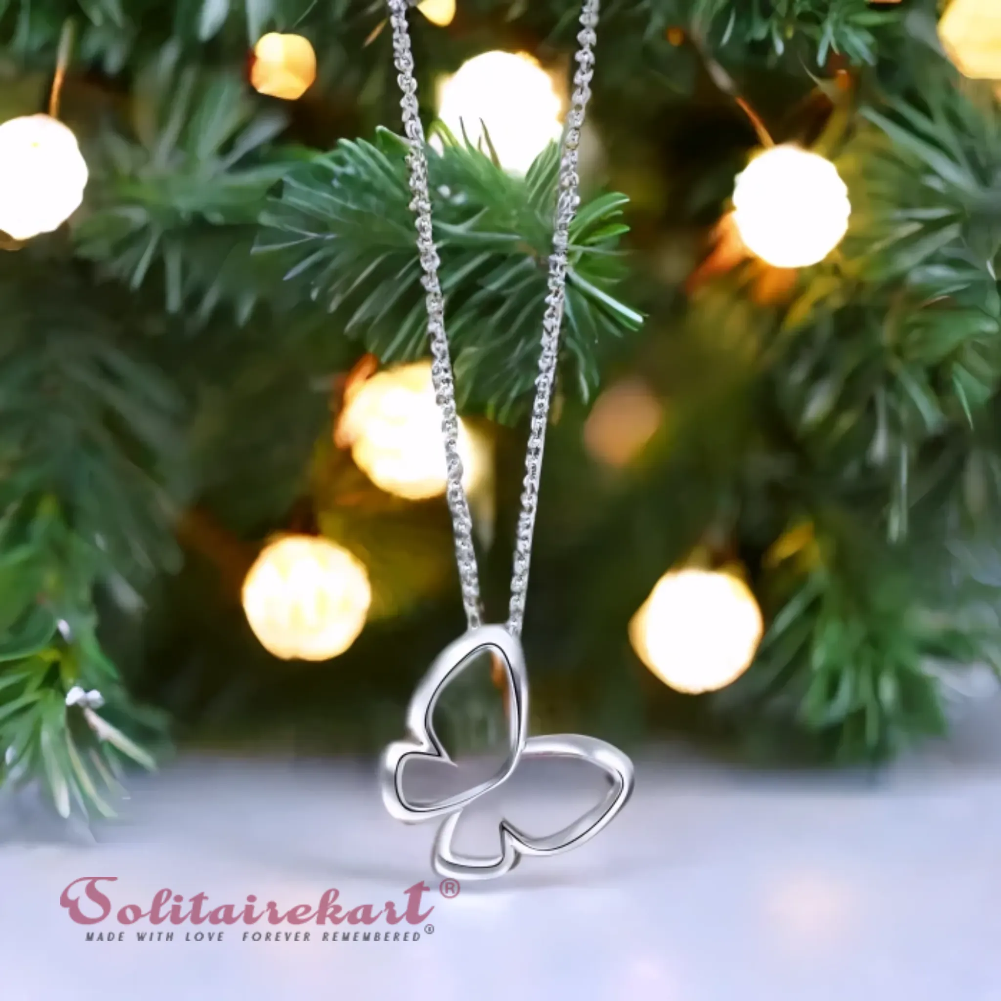 Solitairekart Graceful Butterfly Platinum Pendant 1.31gm Weight For Woman.