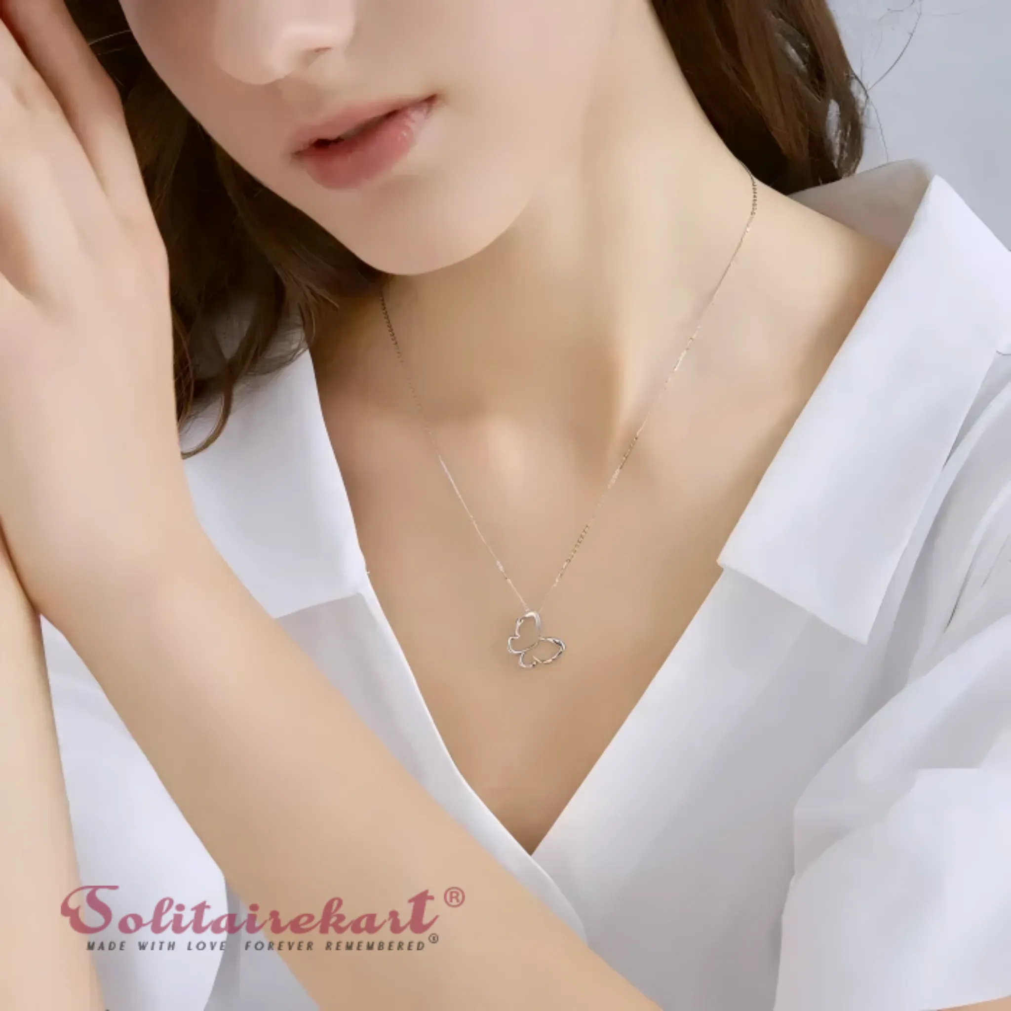 Solitairekart Graceful Butterfly Platinum Pendant 1.31gm Weight For Woman.