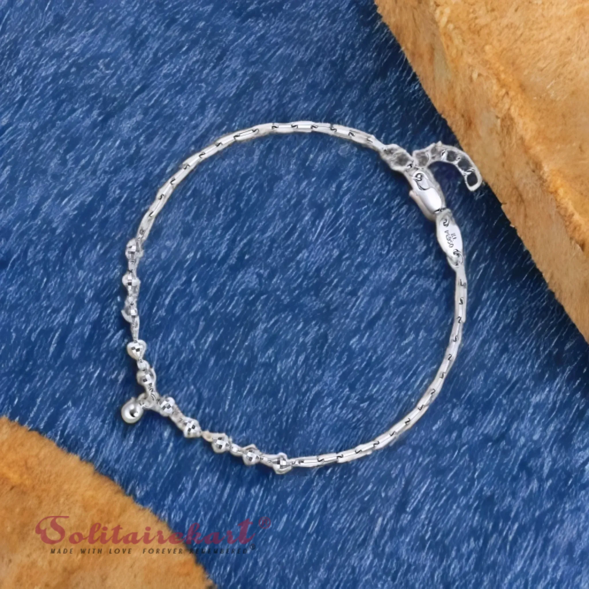 Solitairekart Platinum Beaded Charm Bracelets 3.706gm Weight For Woman.