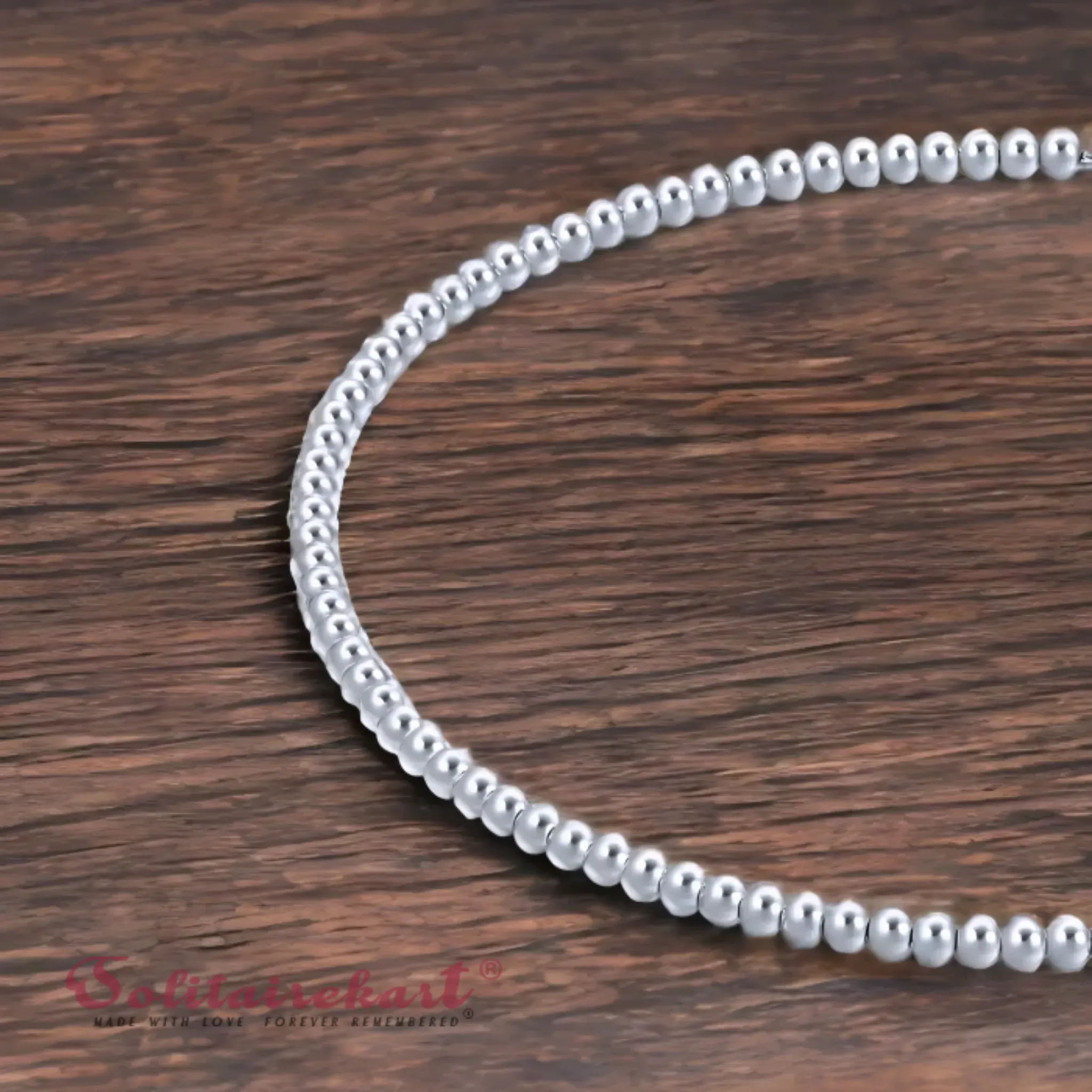 Solitairekart Platinum Beaded Charm Bracelets 2.62gm Weight For Woman.