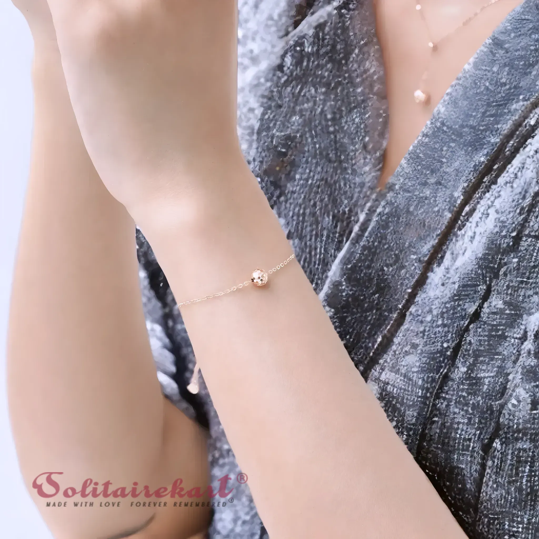 14K Rose Gold Bead Bracelet