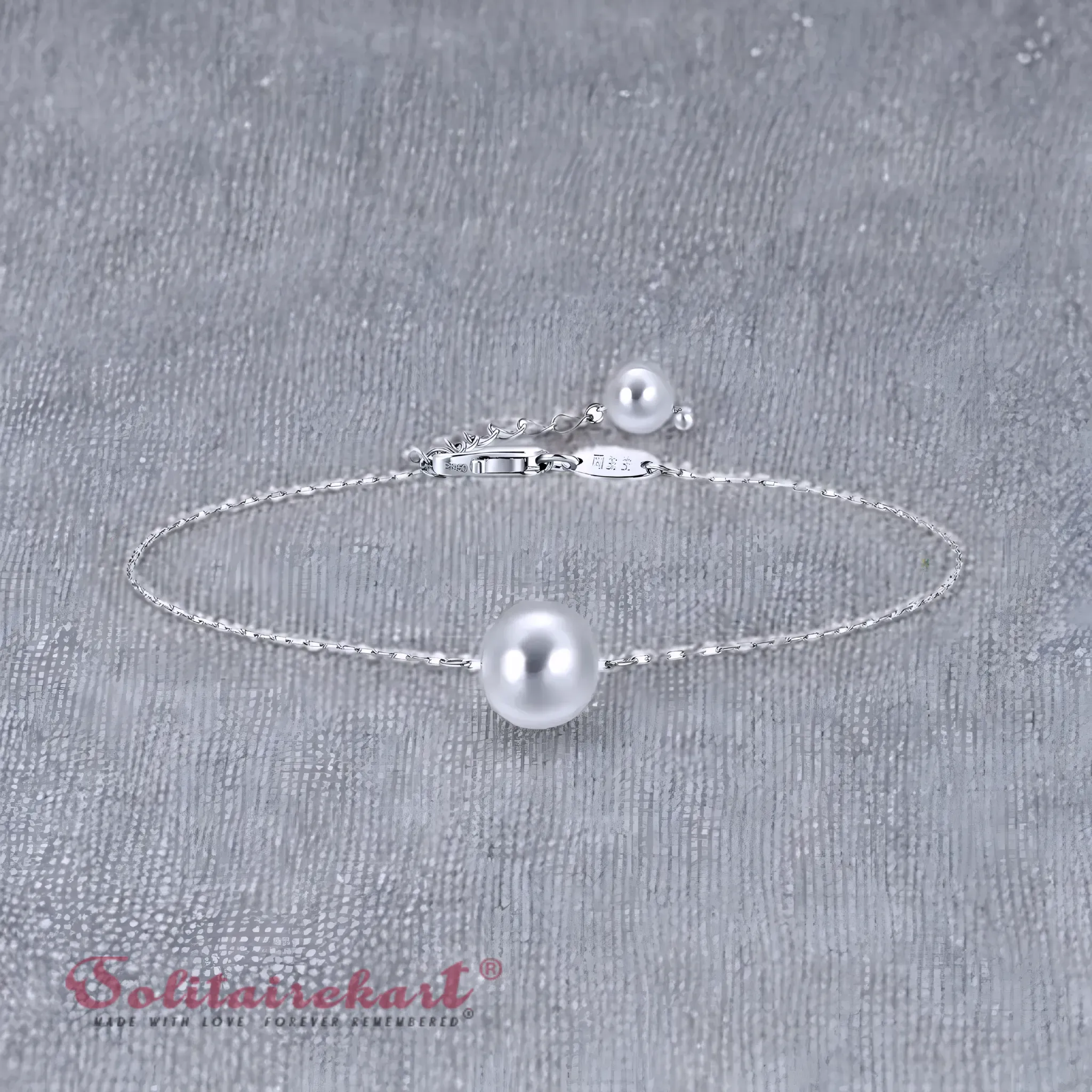 Solitairekart Platinum Pearl Station Bracelet 1.946gm Weight For Woman.