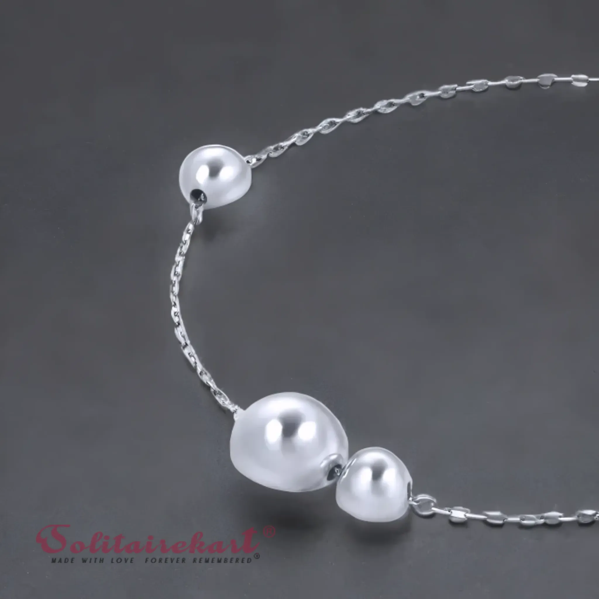 Solitairekart Platinum Beaded Charm Bracelets 3.968gm Weight For Woman.