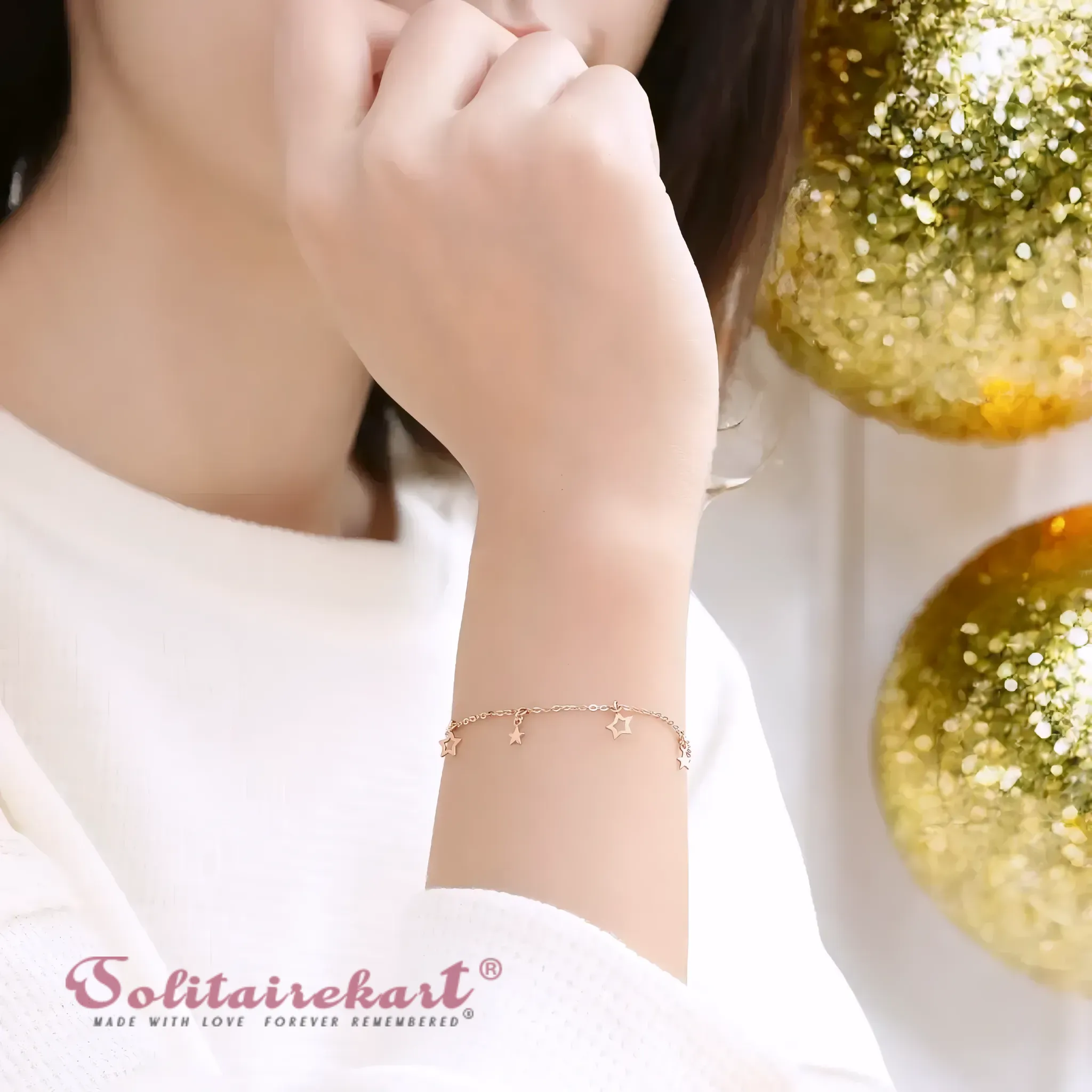 14K Rose Gold Starry Bracelet