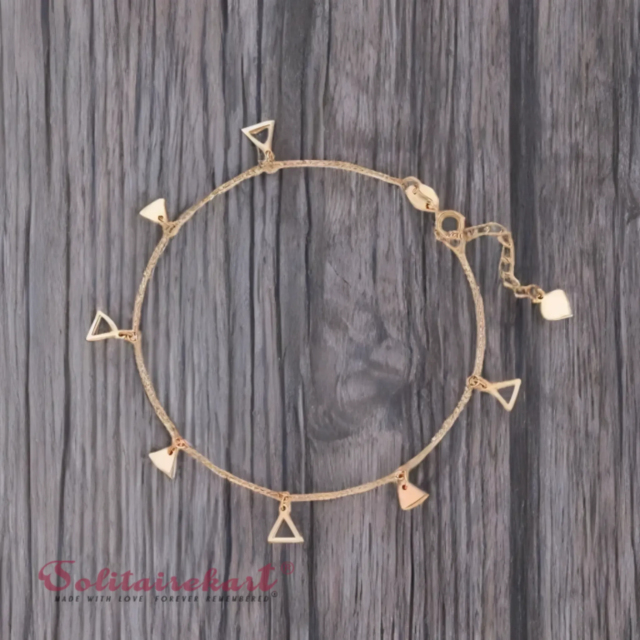 14K Rose Gold Triangle Bracelet