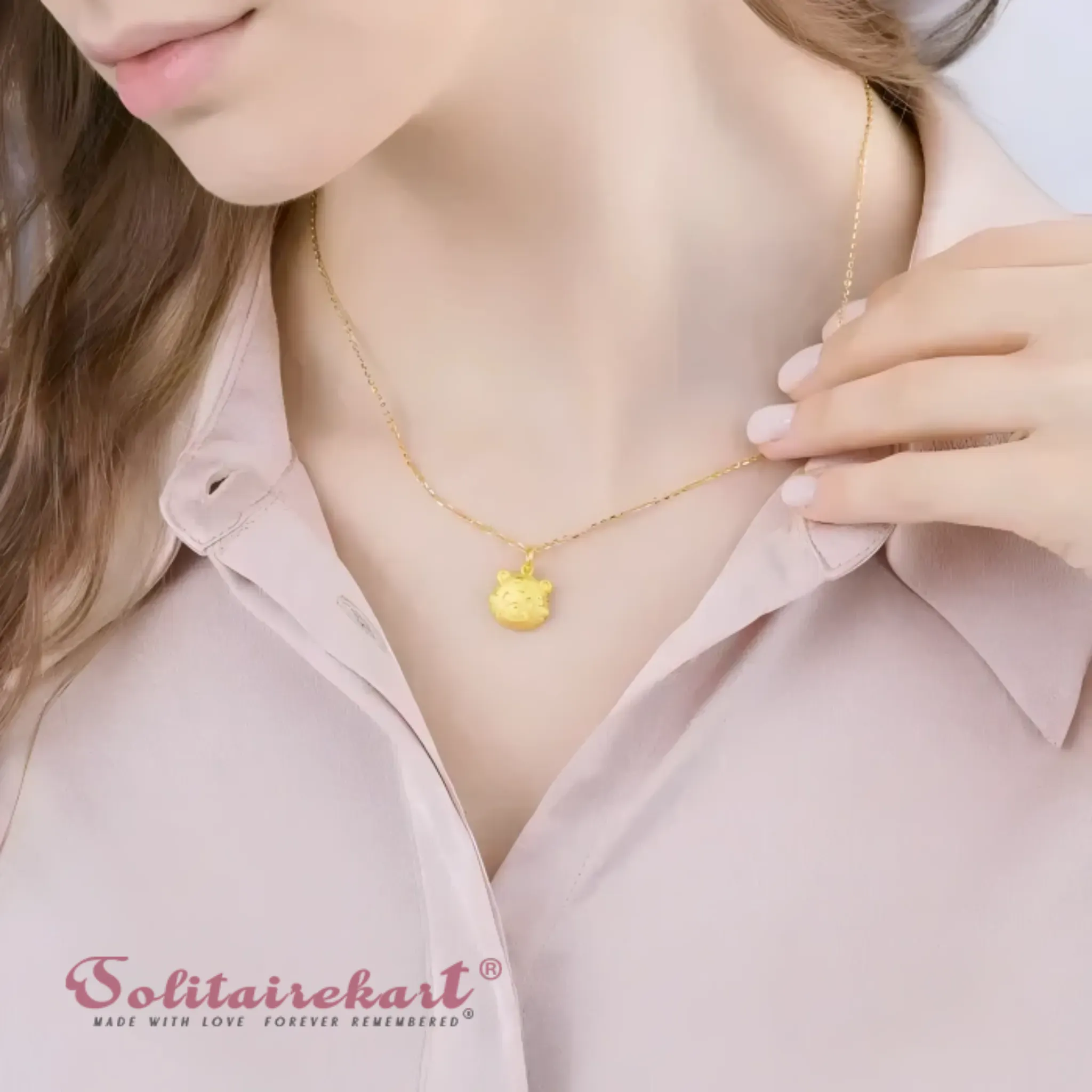 14K Gold Cuddly Bear Pendant