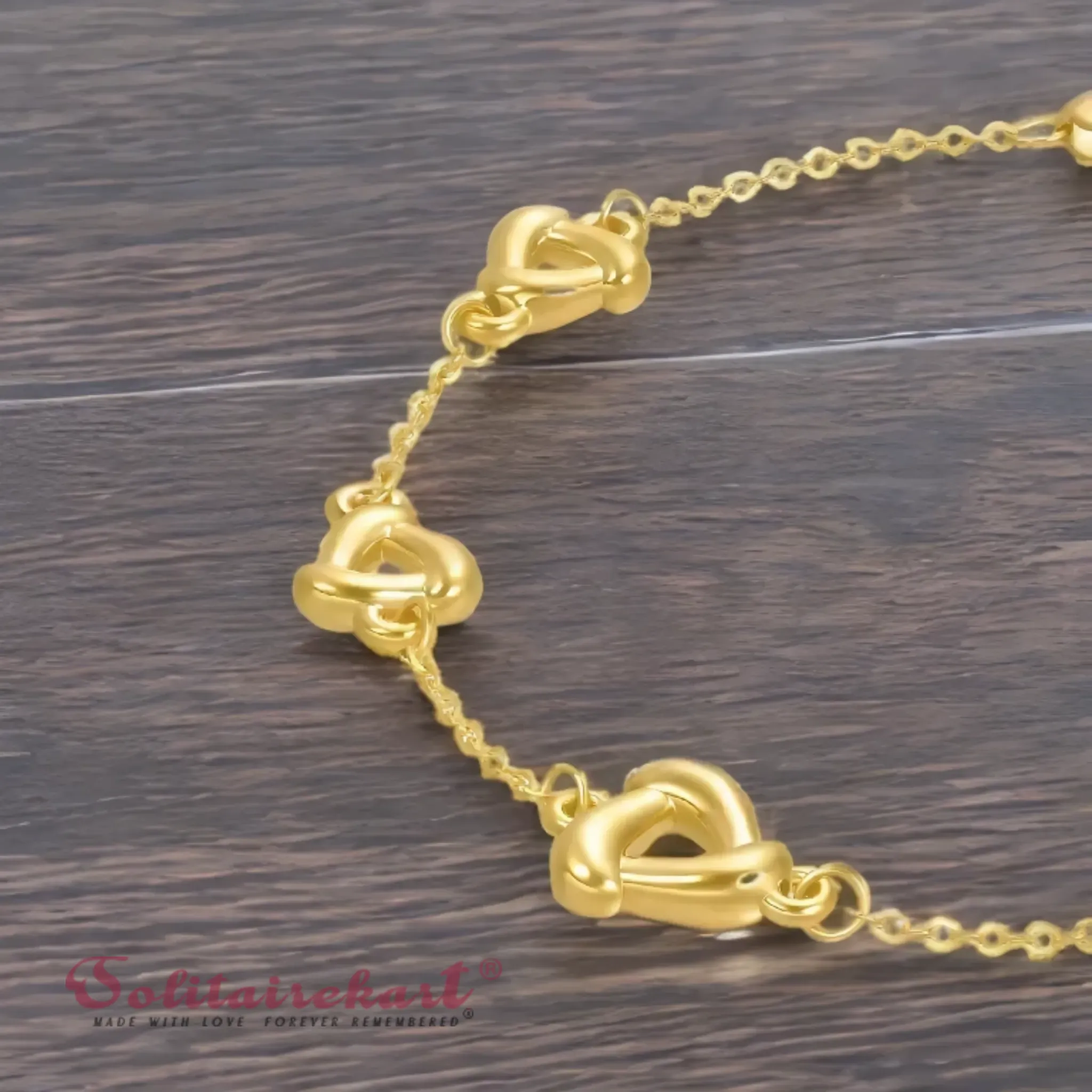  14K Gold Heart Link Bracelet