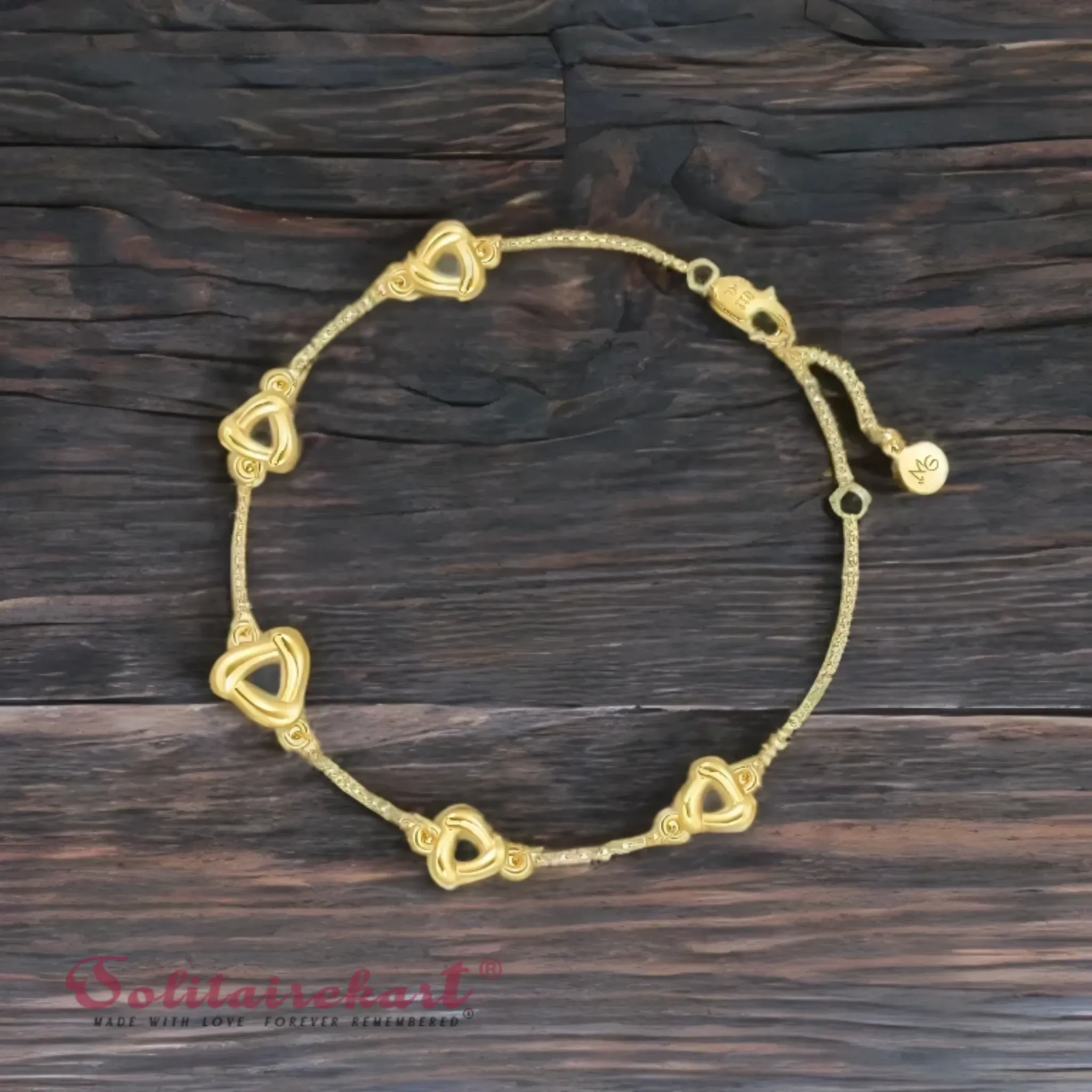  14K Gold Heart Link Bracelet