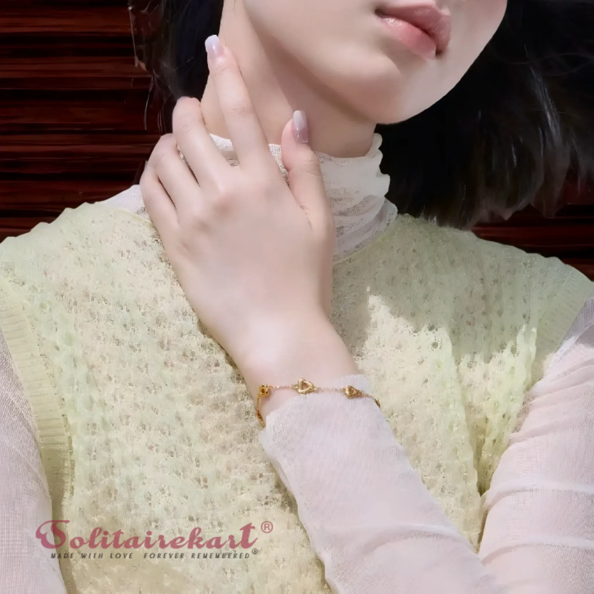  14K Gold Heart Link Bracelet