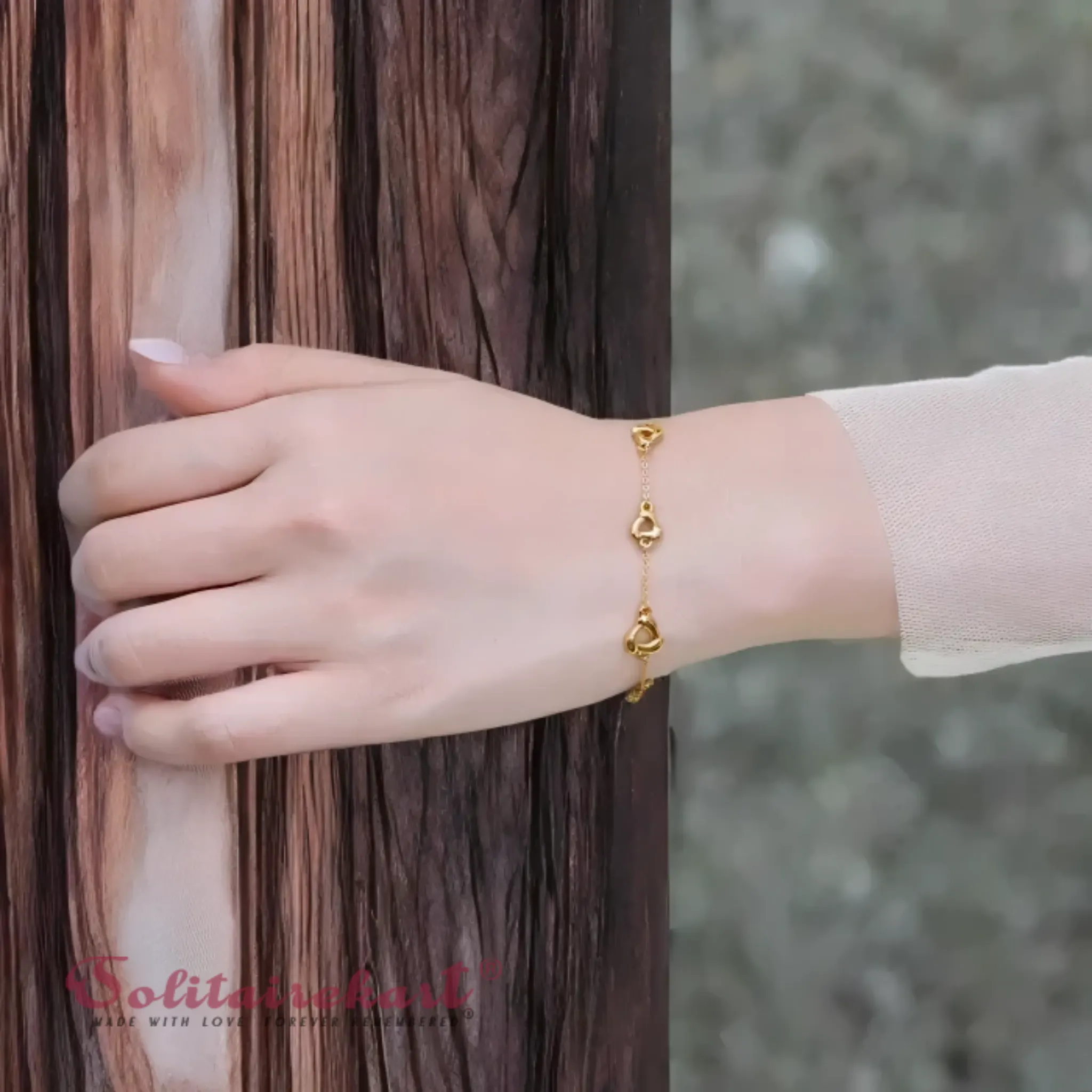  14K Gold Heart Link Bracelet