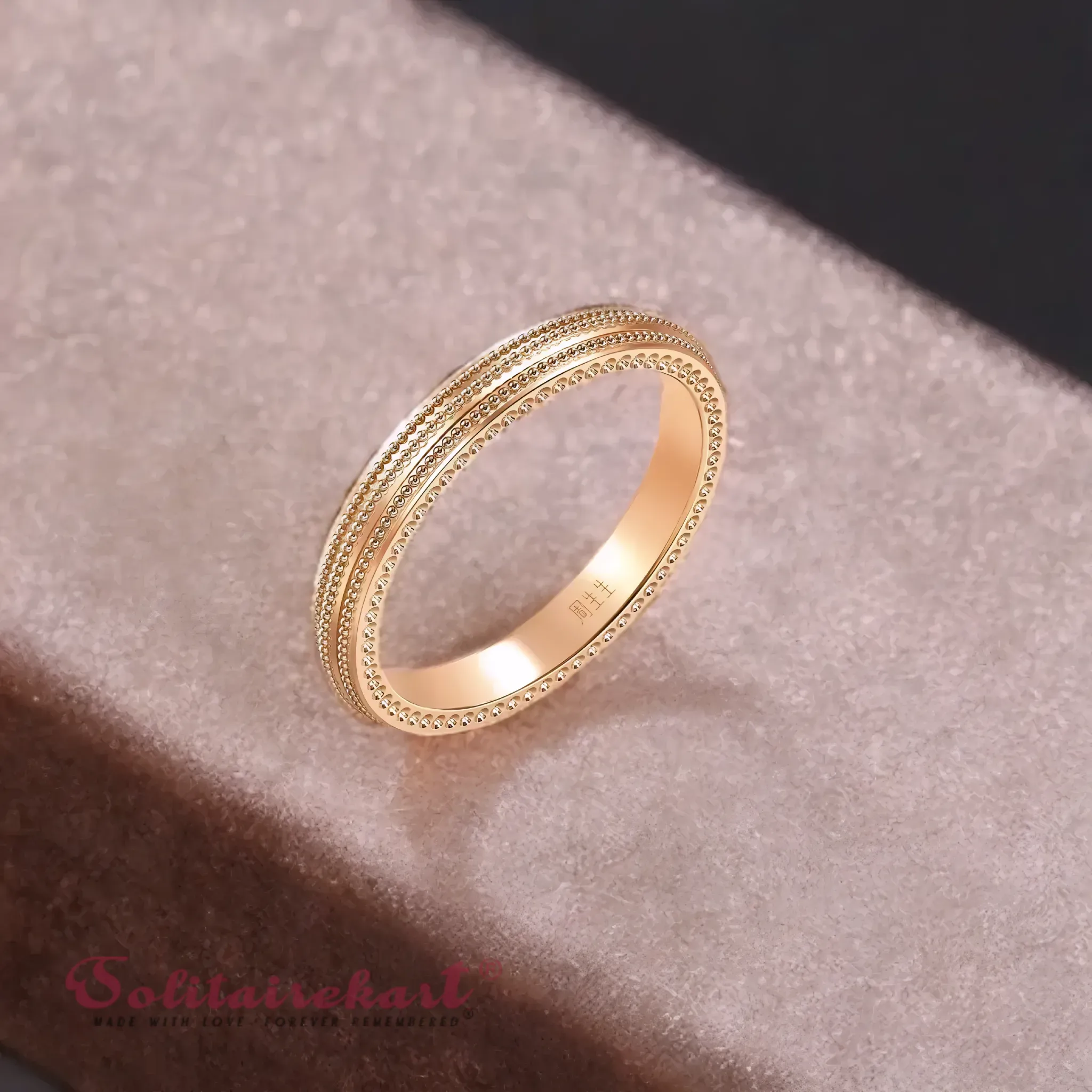 14K Rose Gold Milgrain Band Ring