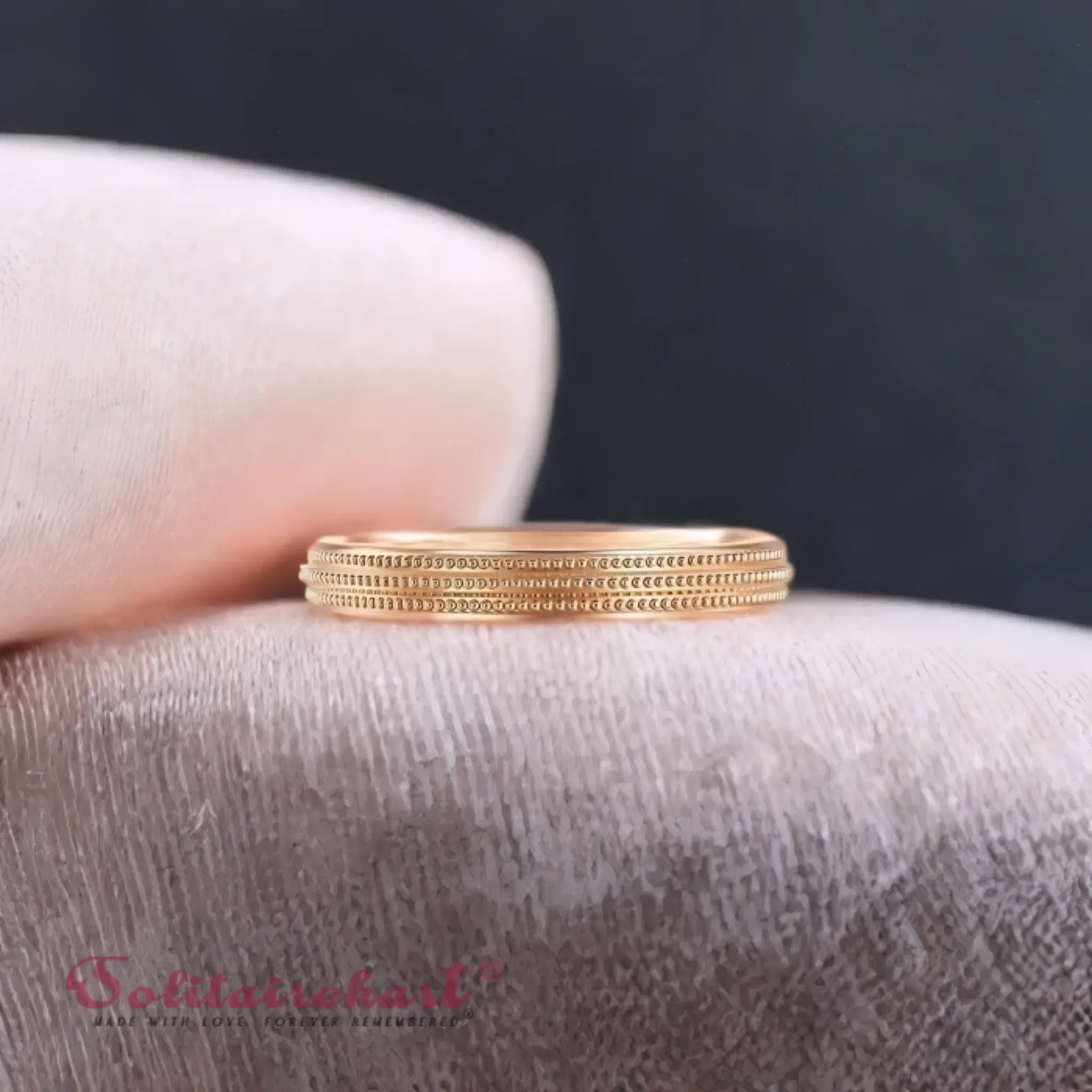 14K Rose Gold Milgrain Band Ring