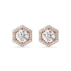 14K Gold Studded TW 3.08 Carat E Color VS1 Clarity Lab Grown Diamond Studs