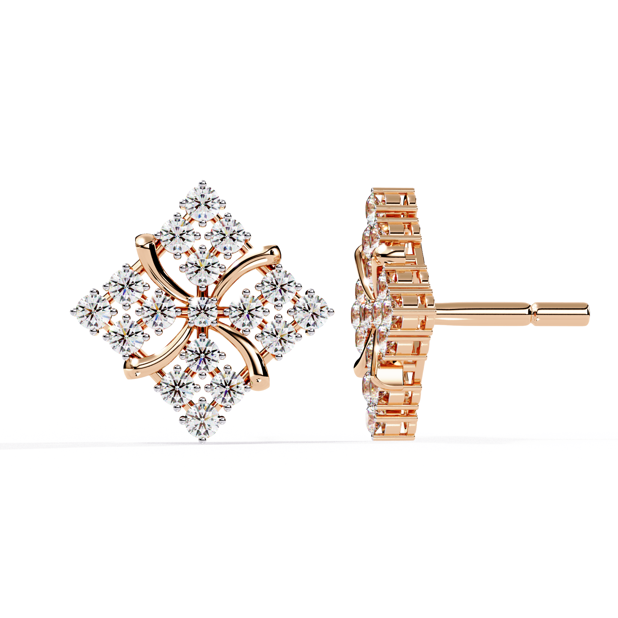 0.77ct Floral Lab Grown Diamond Earrings EF VS